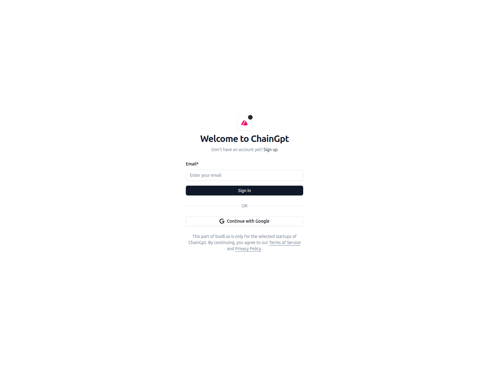 Screenshot of chaingpt.dev.buidl.so