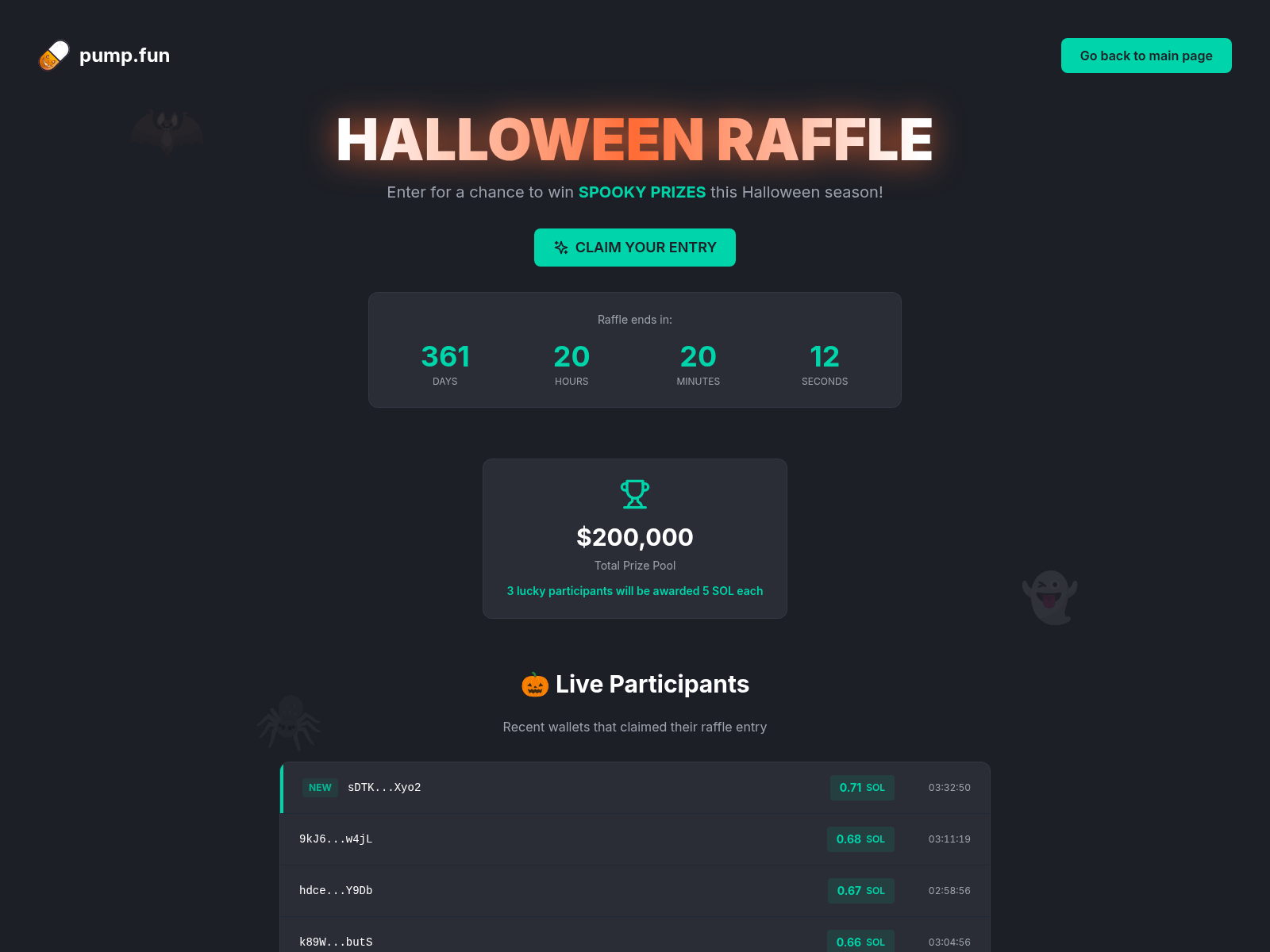 Screenshot of halloween-pump.fun