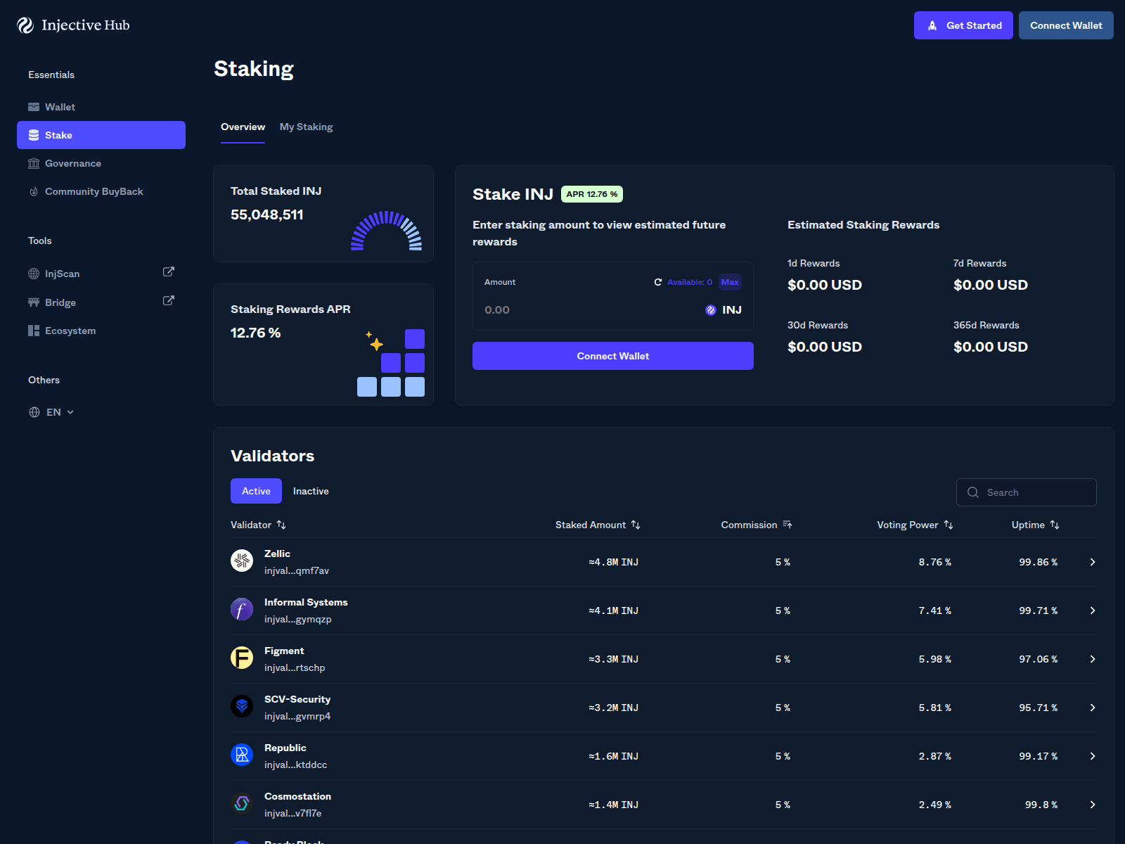 Screenshot of injective.network