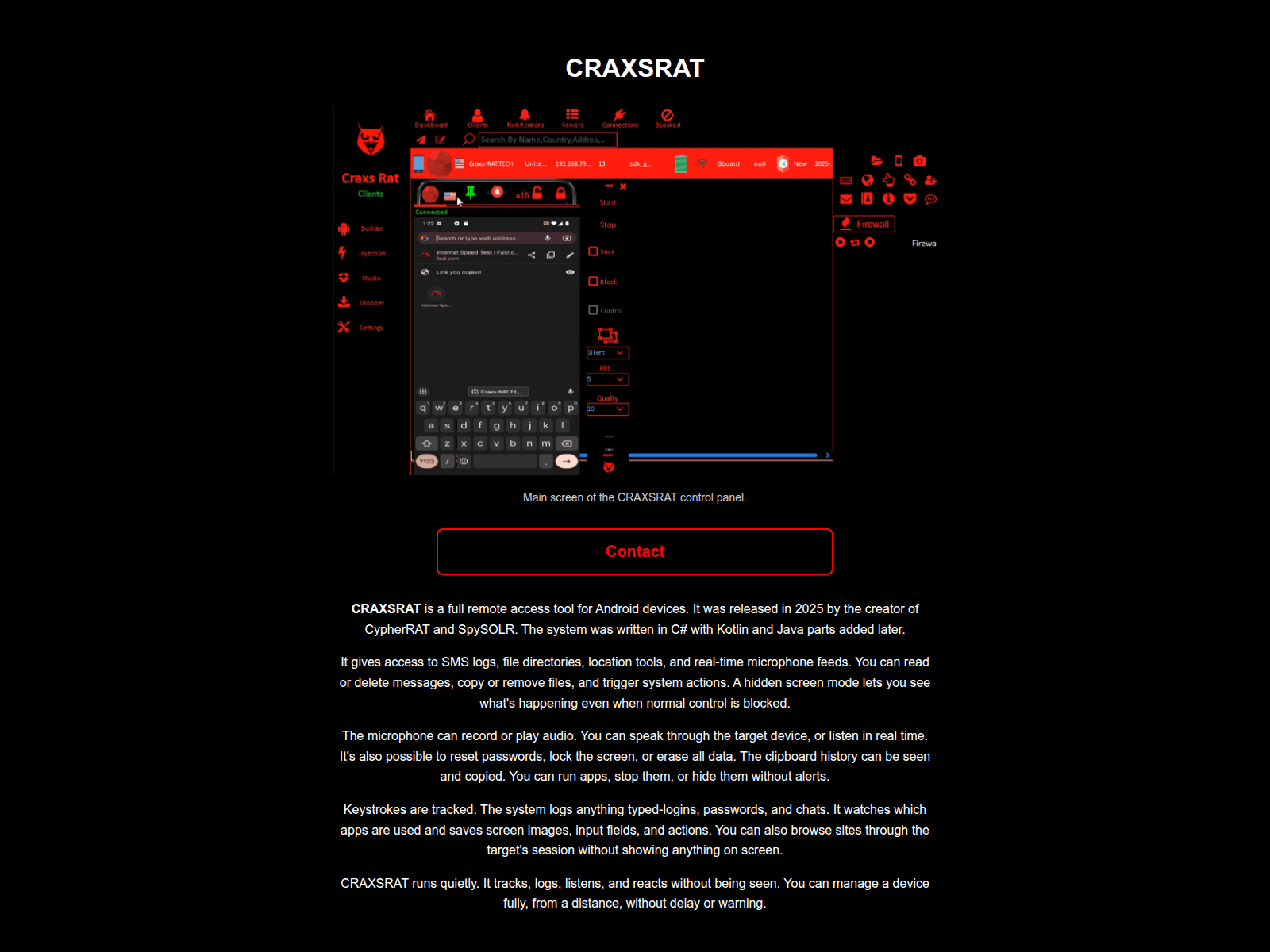 Screenshot of craxs-rat-craxsrat.org