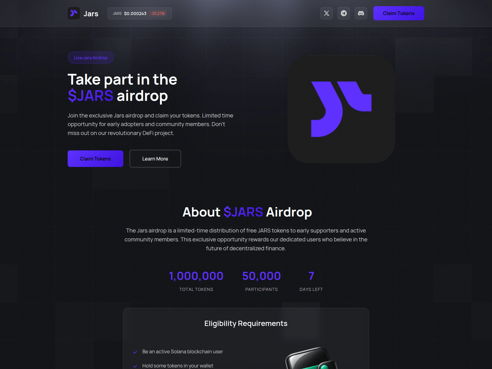 Screenshot of jarsairdrop.icu