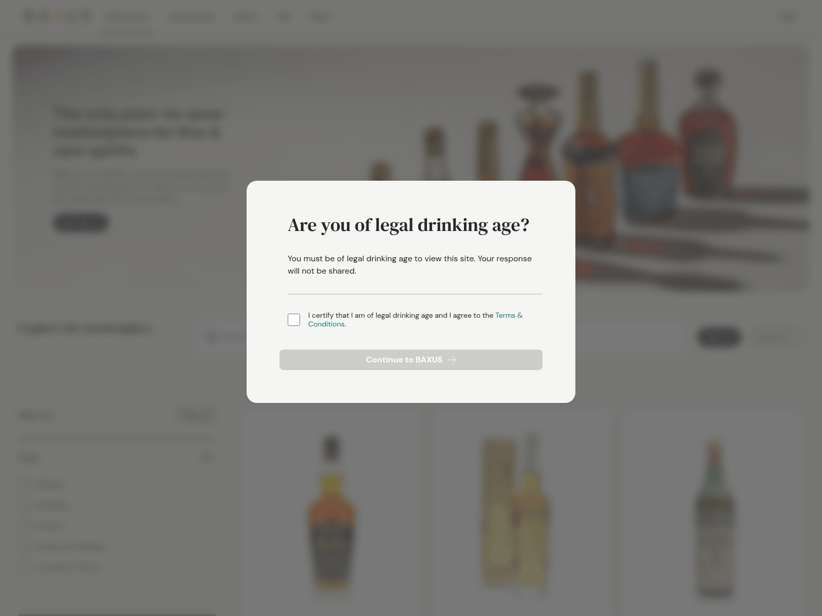 Screenshot of baxus.co