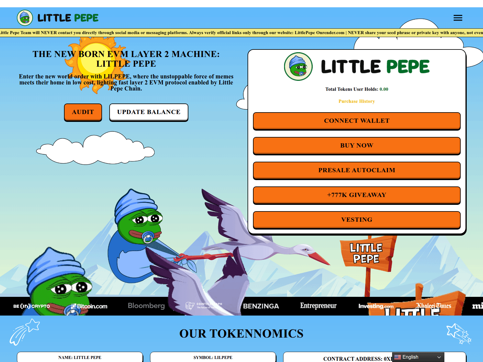 Screenshot of littlepepetokenpresale.site