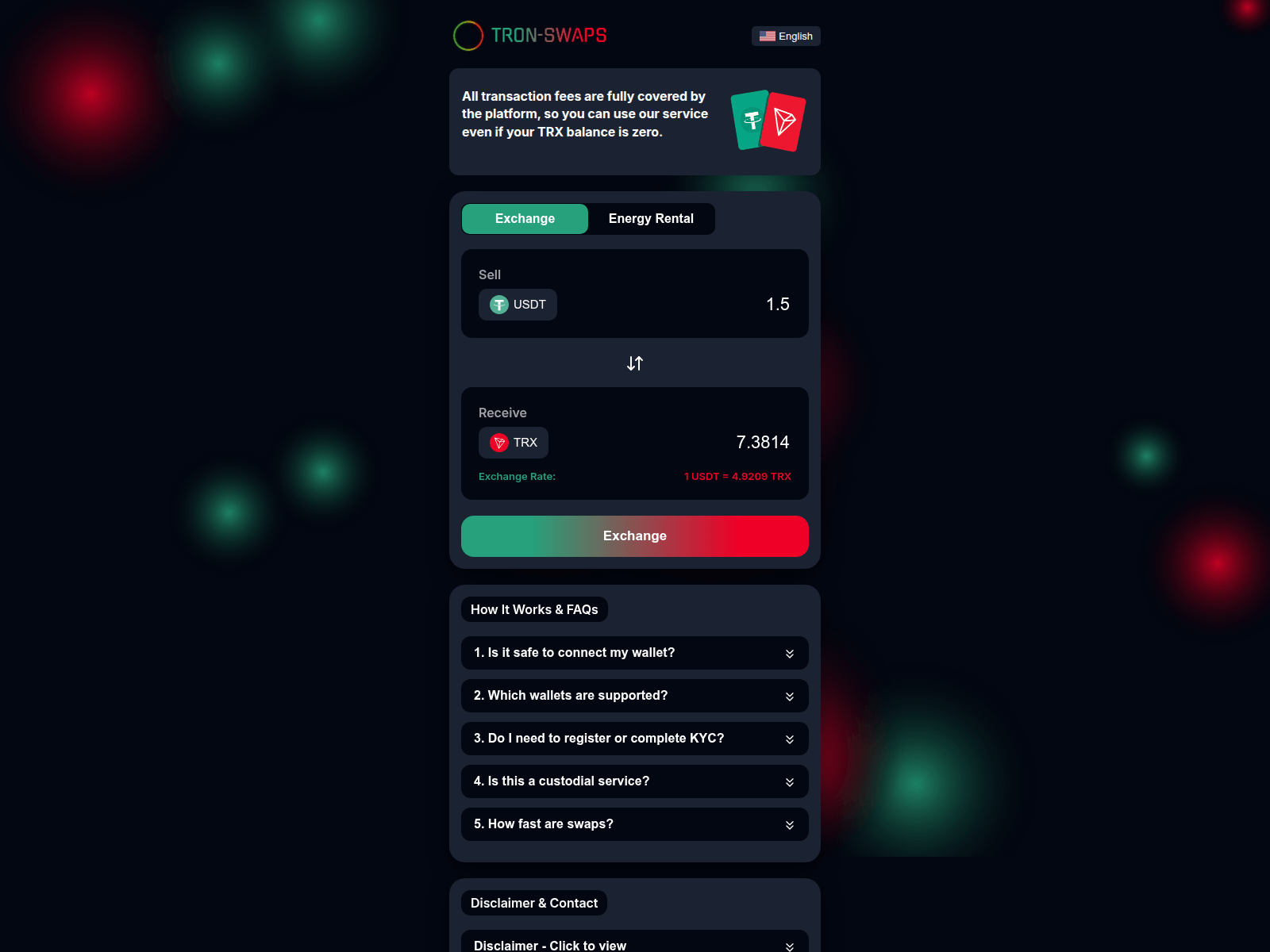 Screenshot of tron-swaps.org