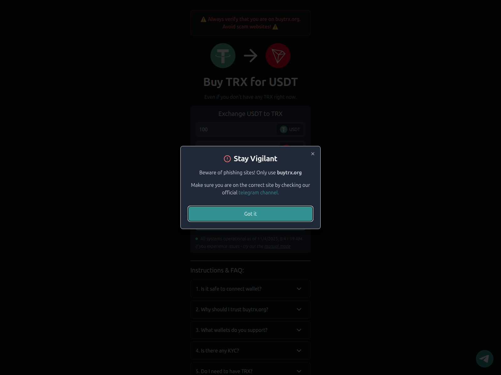 Screenshot of buytrx.org
