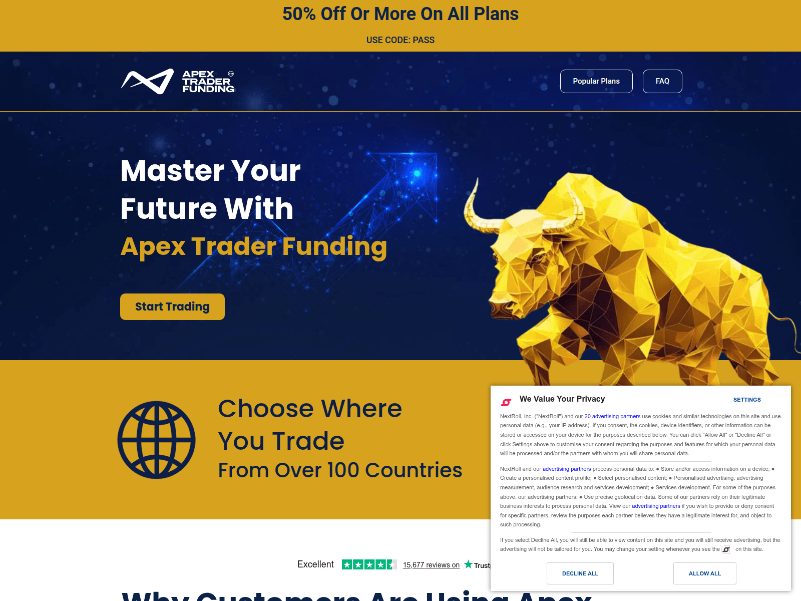 Screenshot of start.apextraderpartners.com