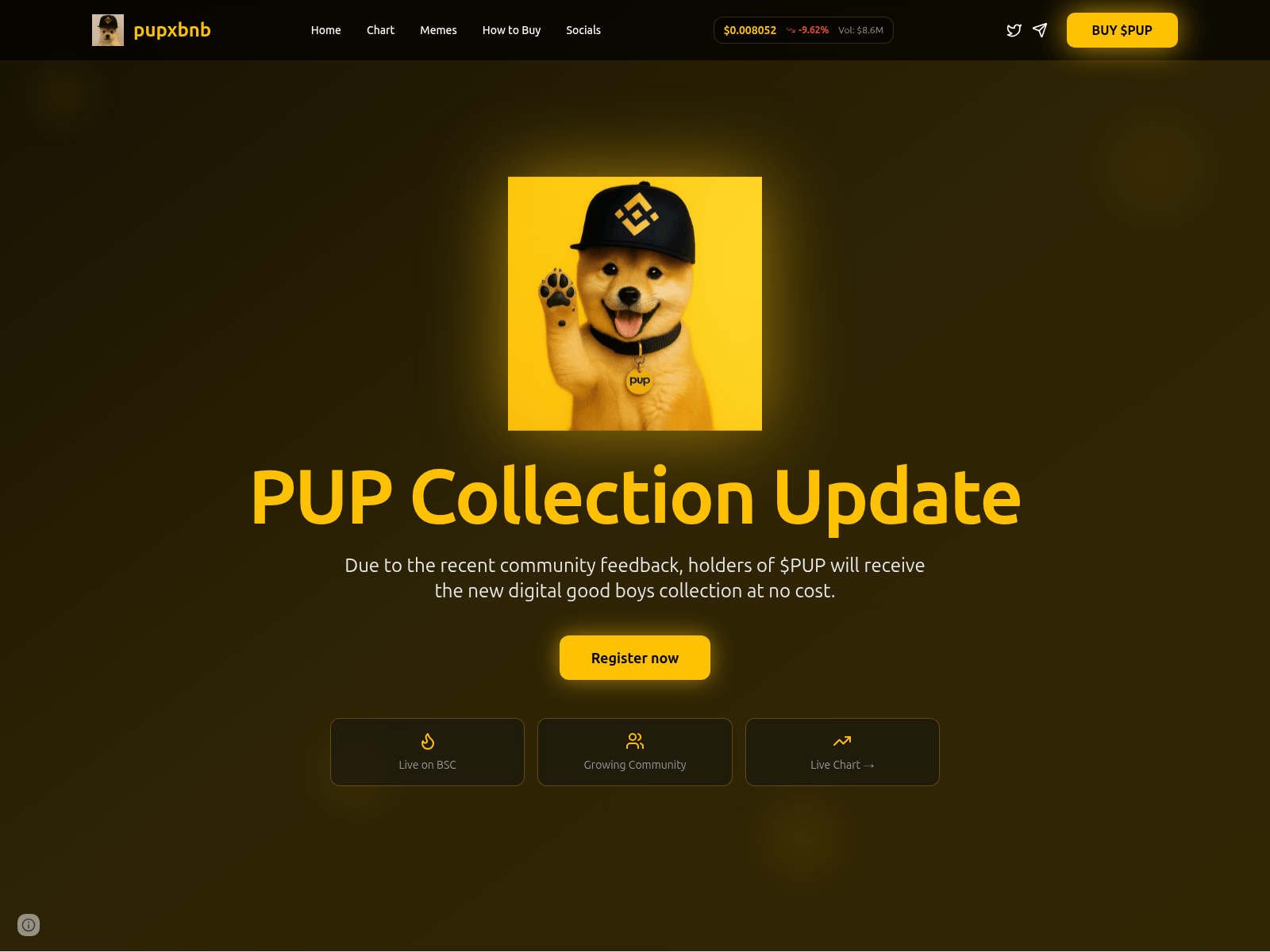 Screenshot of register-pupcollection.com