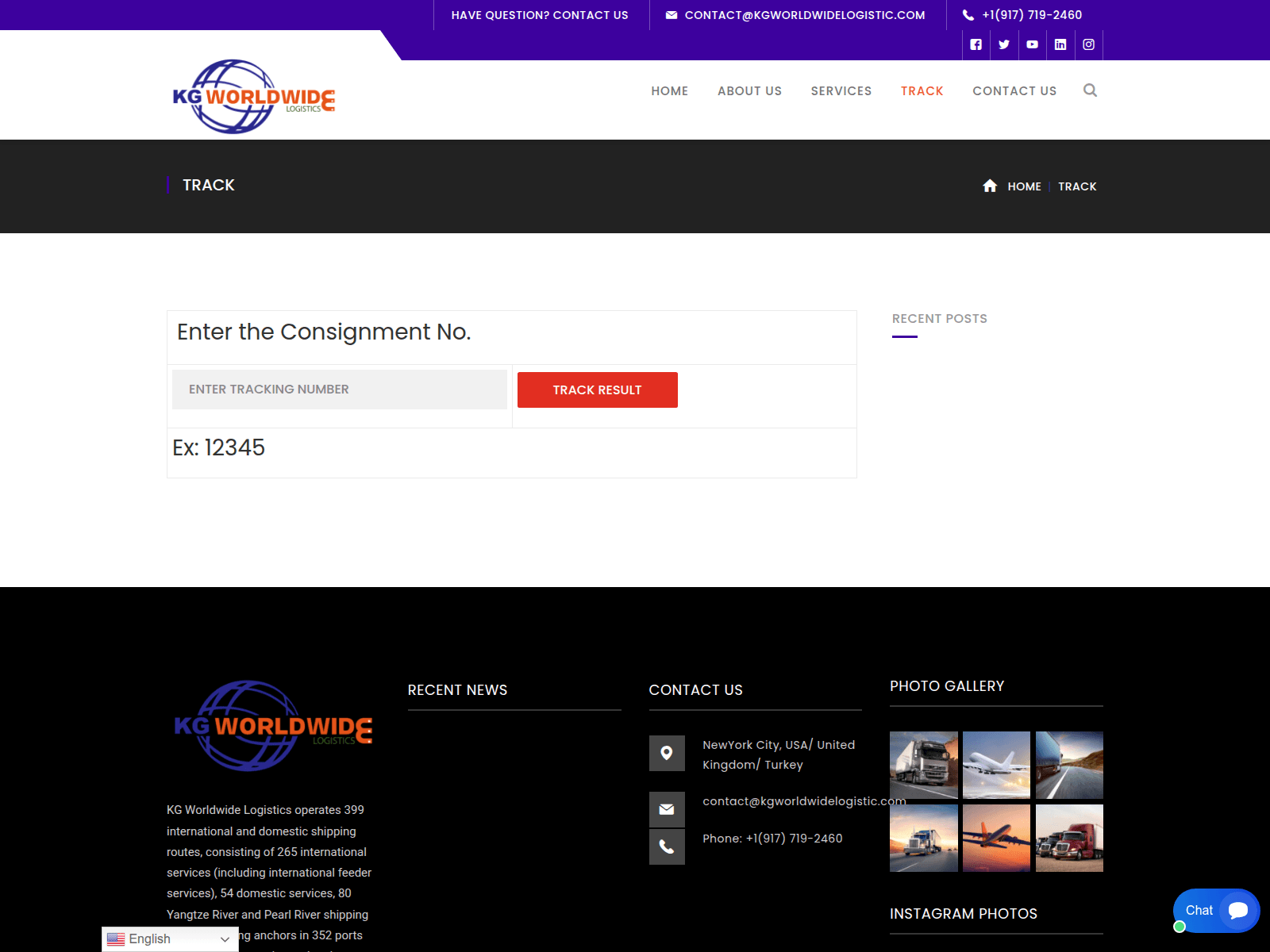 Screenshot of kgworldwidelogistics.com