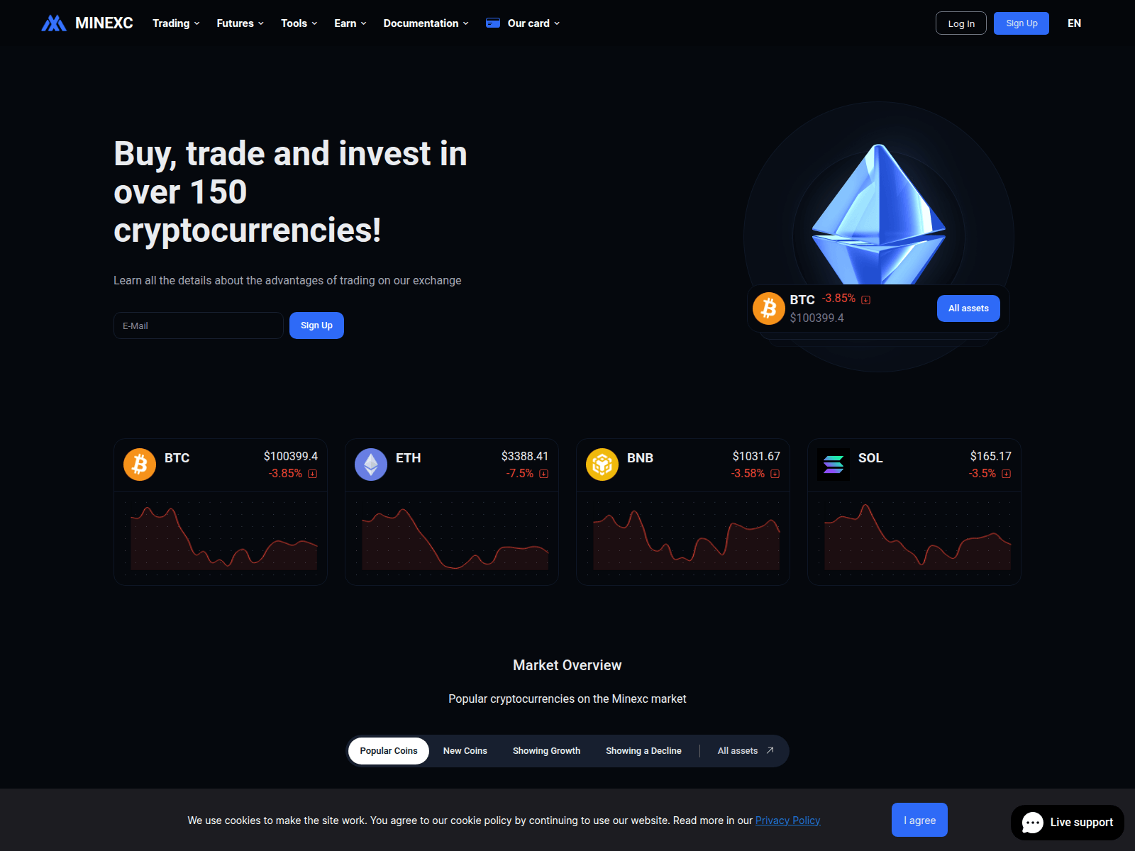 Screenshot of minexc.com