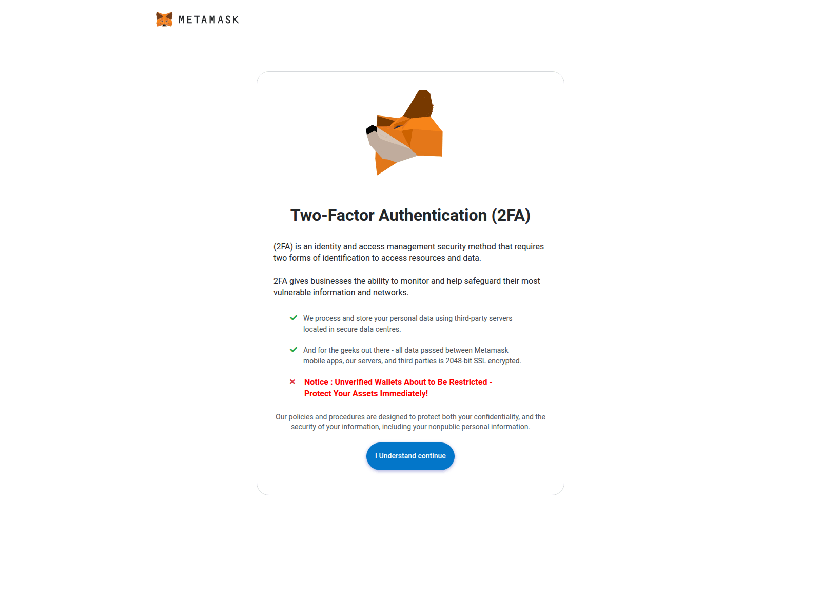 Screenshot of app.meta2factor.com