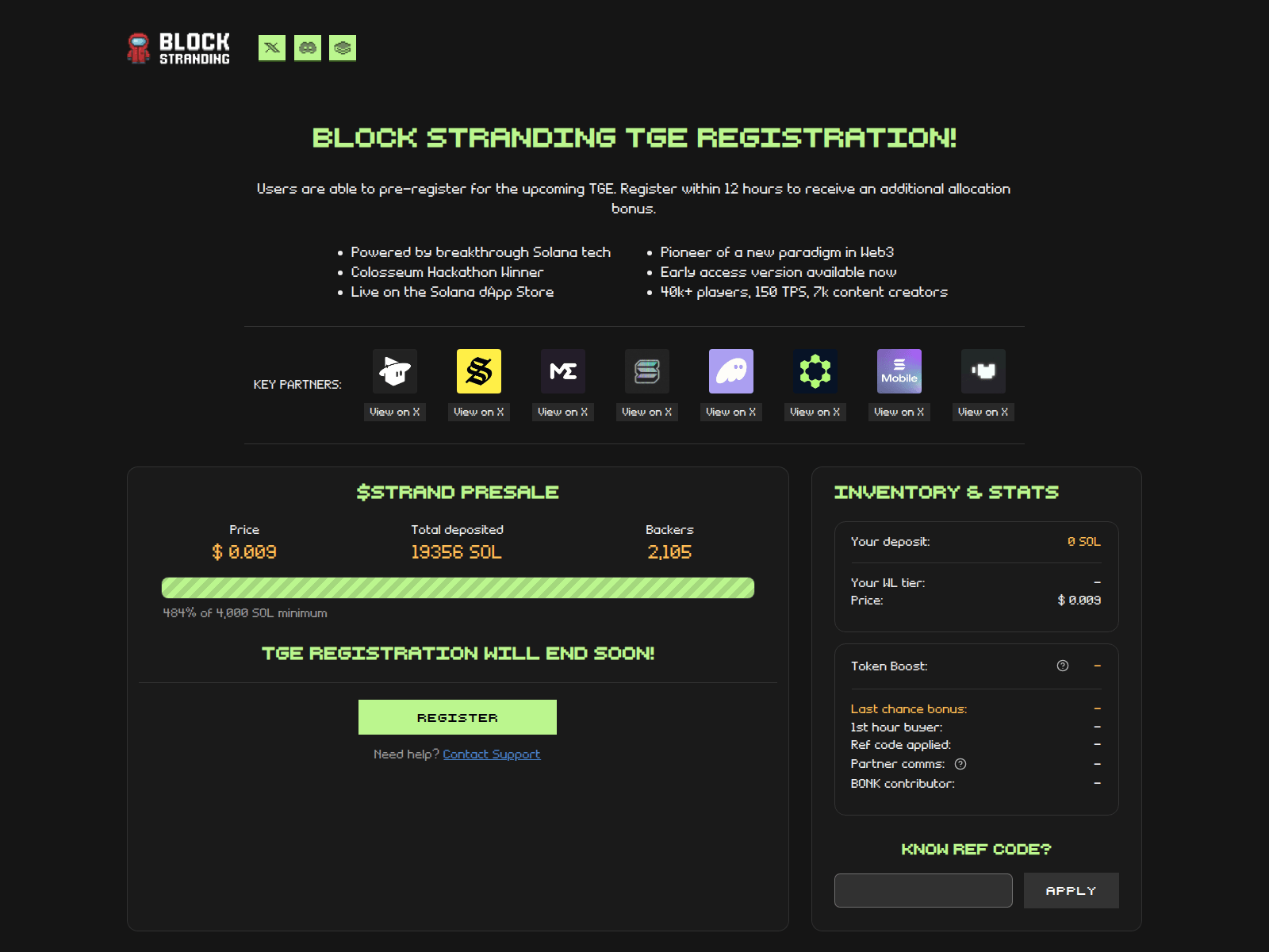 Screenshot of tge-blockstranding.com