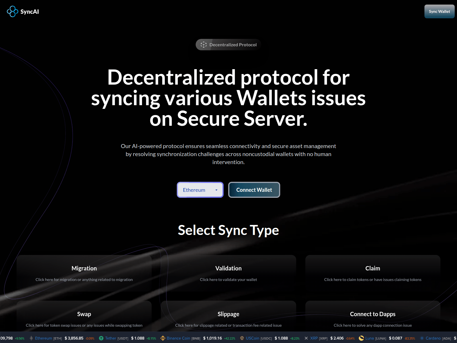 Screenshot of multichainsycronisation.com