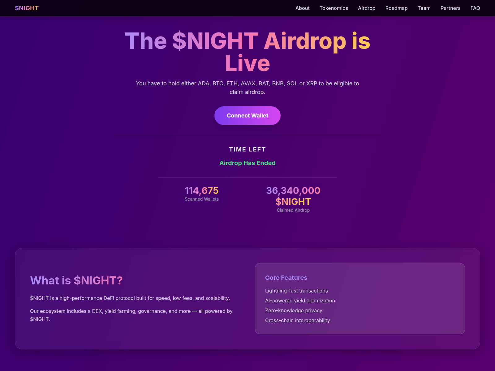 Screenshot of nighttoken.online