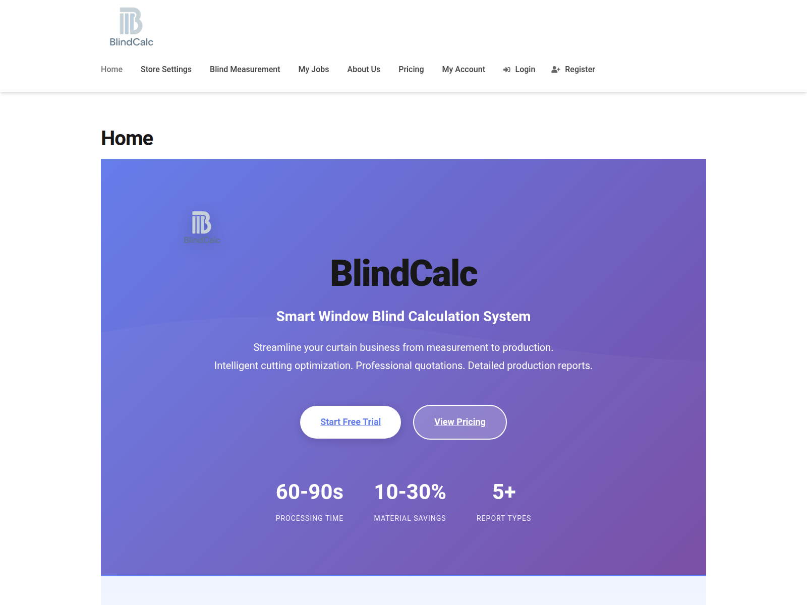 Screenshot of blindcalc.com