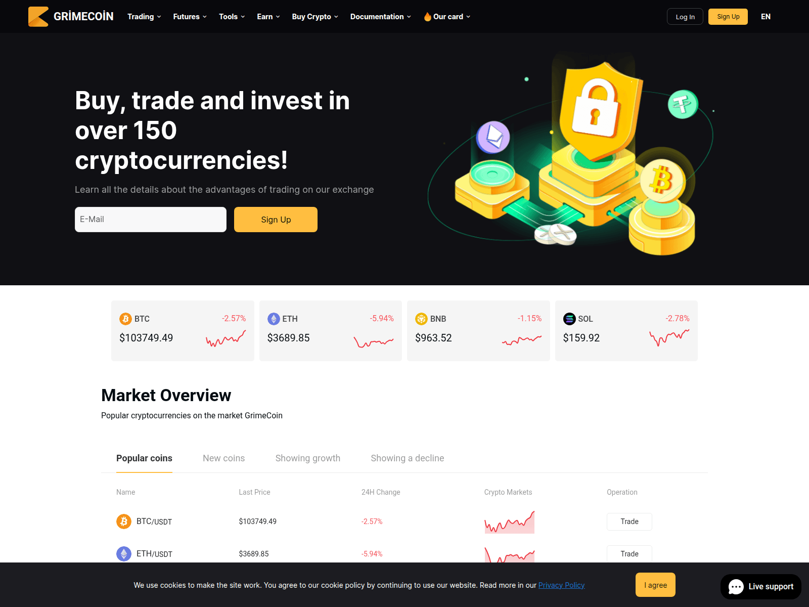 Screenshot of grimecoin.io