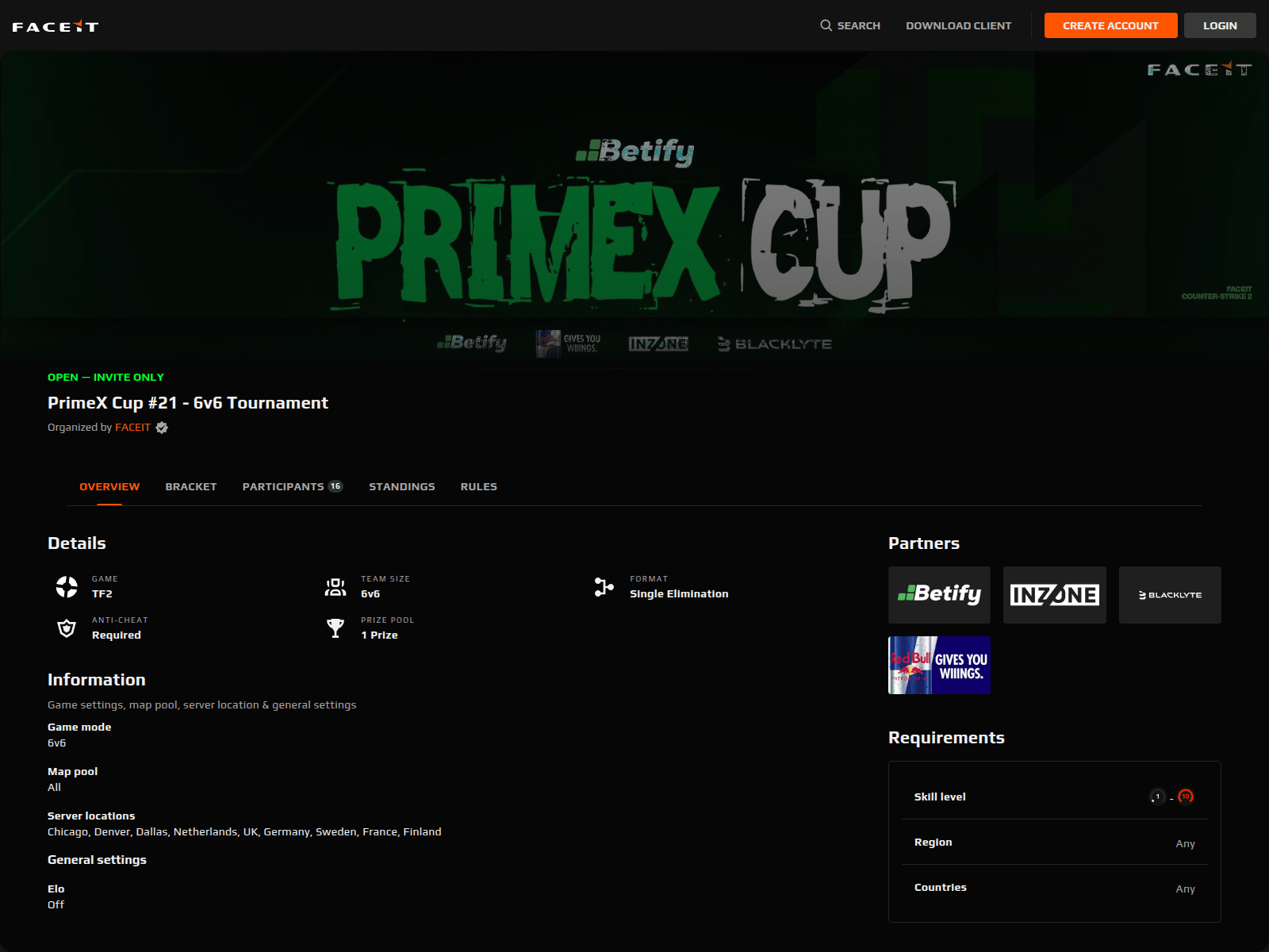 Screenshot of faceit.cup21.com