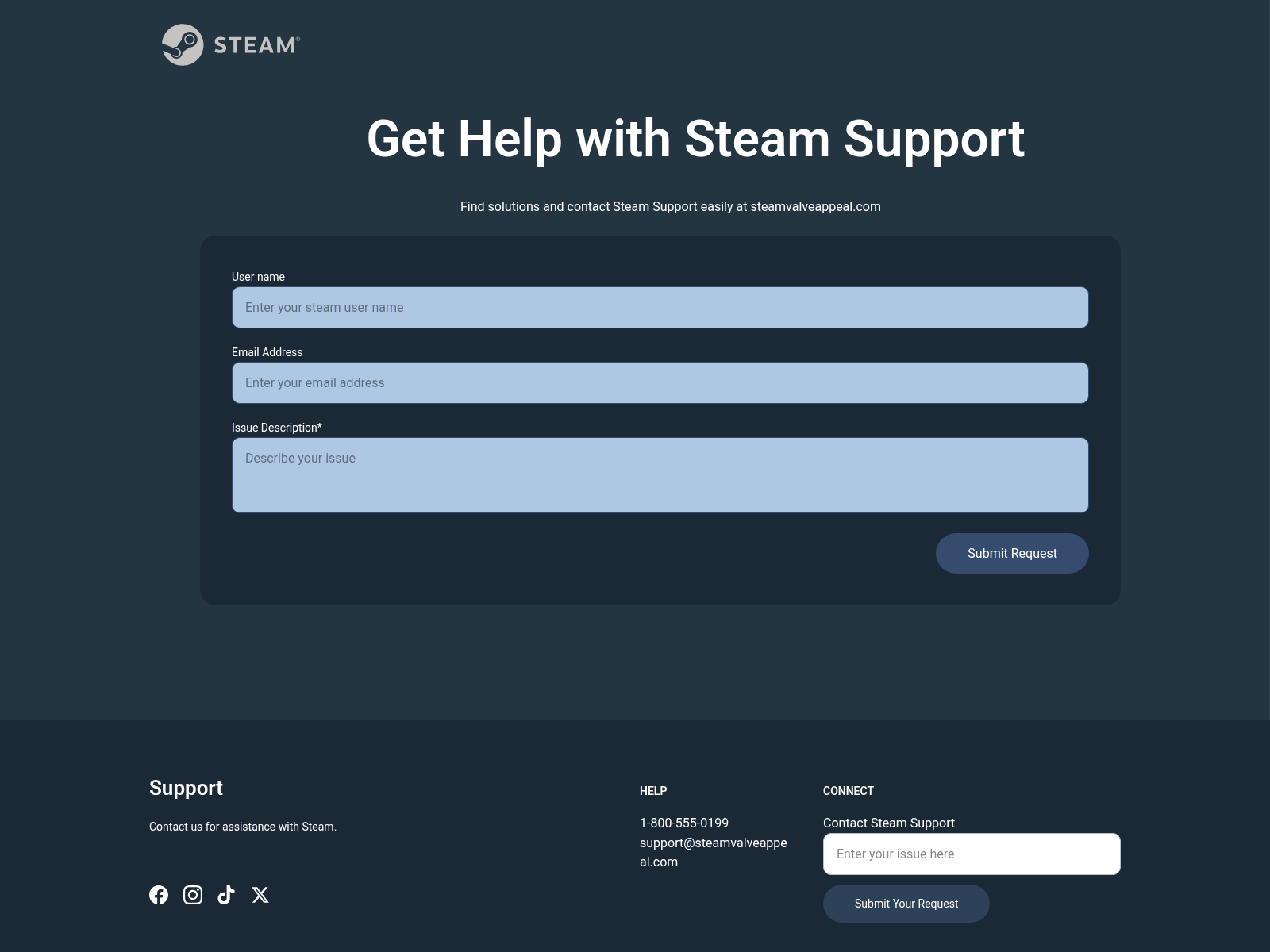 Screenshot of steamvalveappeal.com