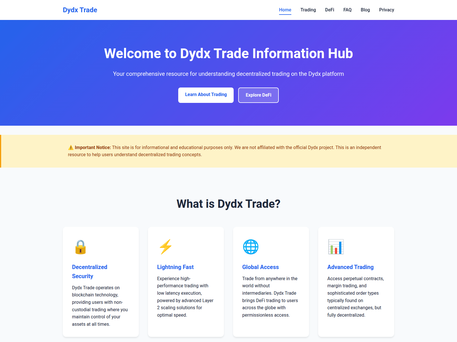Screenshot of dydx-v4.xyz