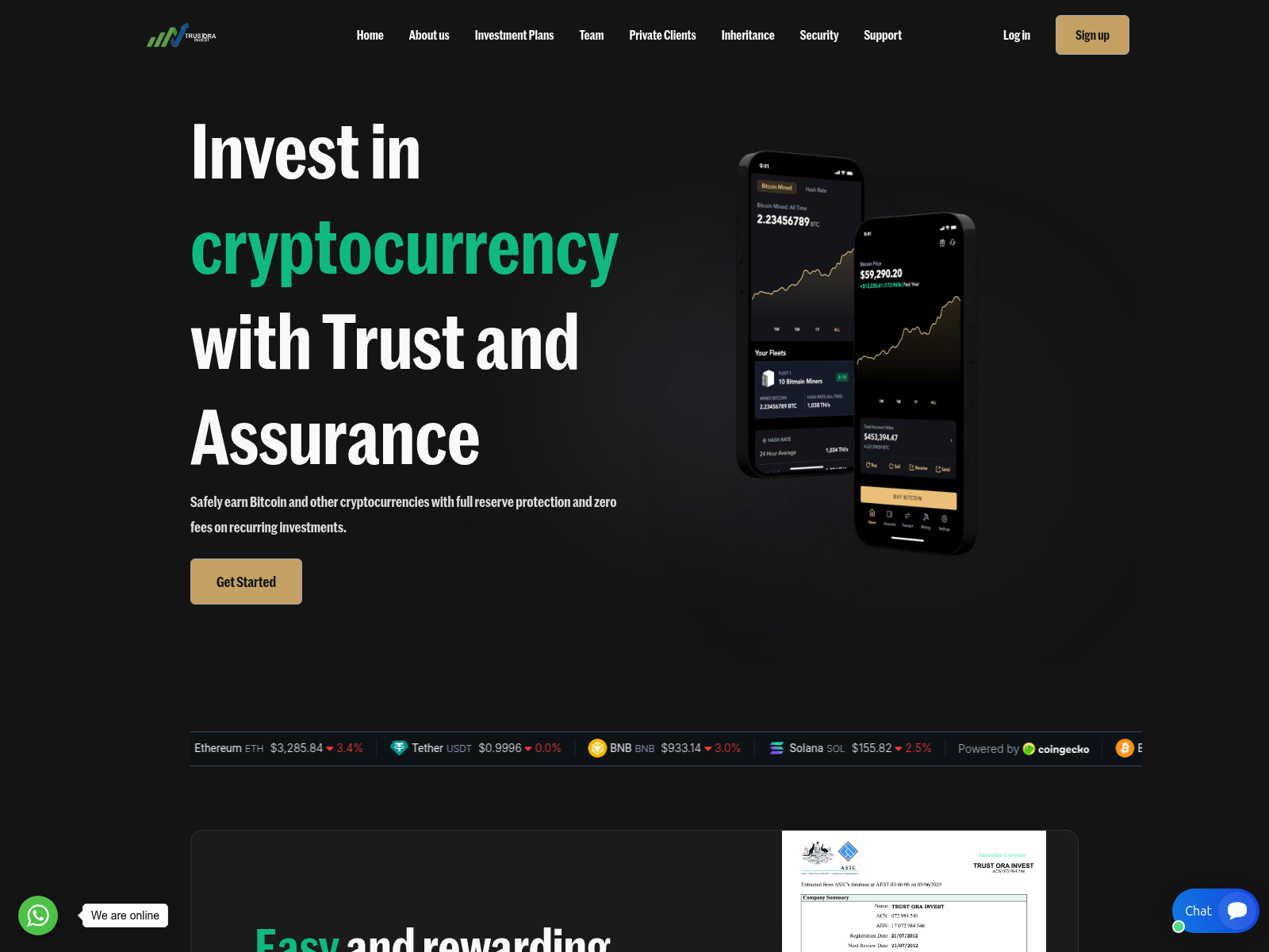 Screenshot of trustorainvest.com