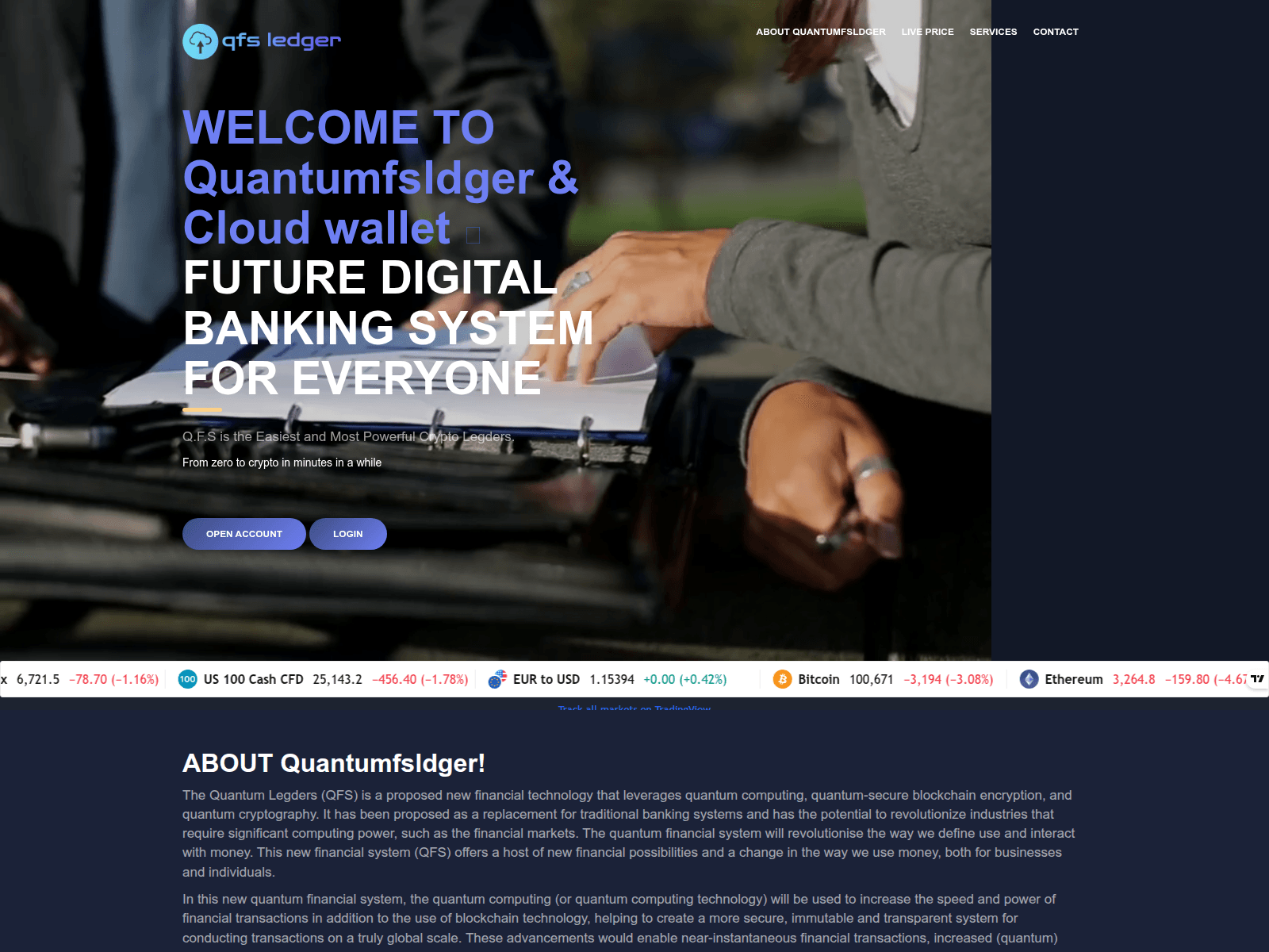 Screenshot of quantumfsldger.com