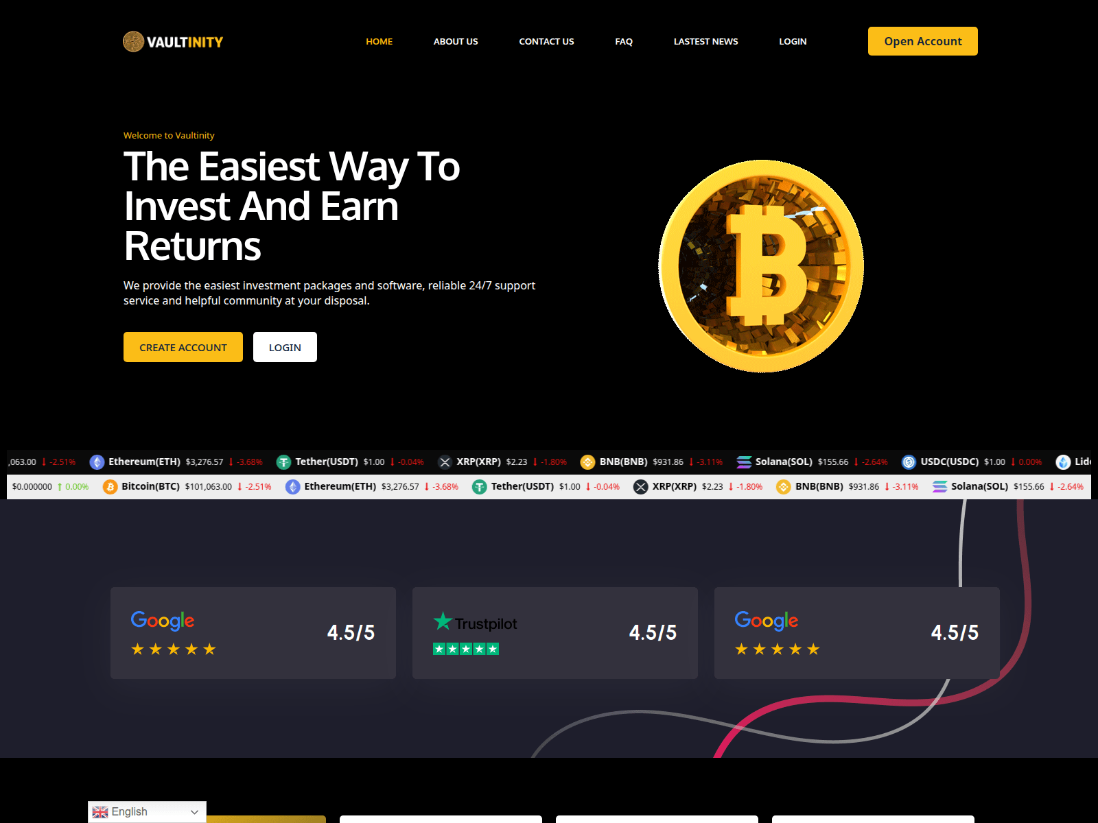 Screenshot of vaultinity.com