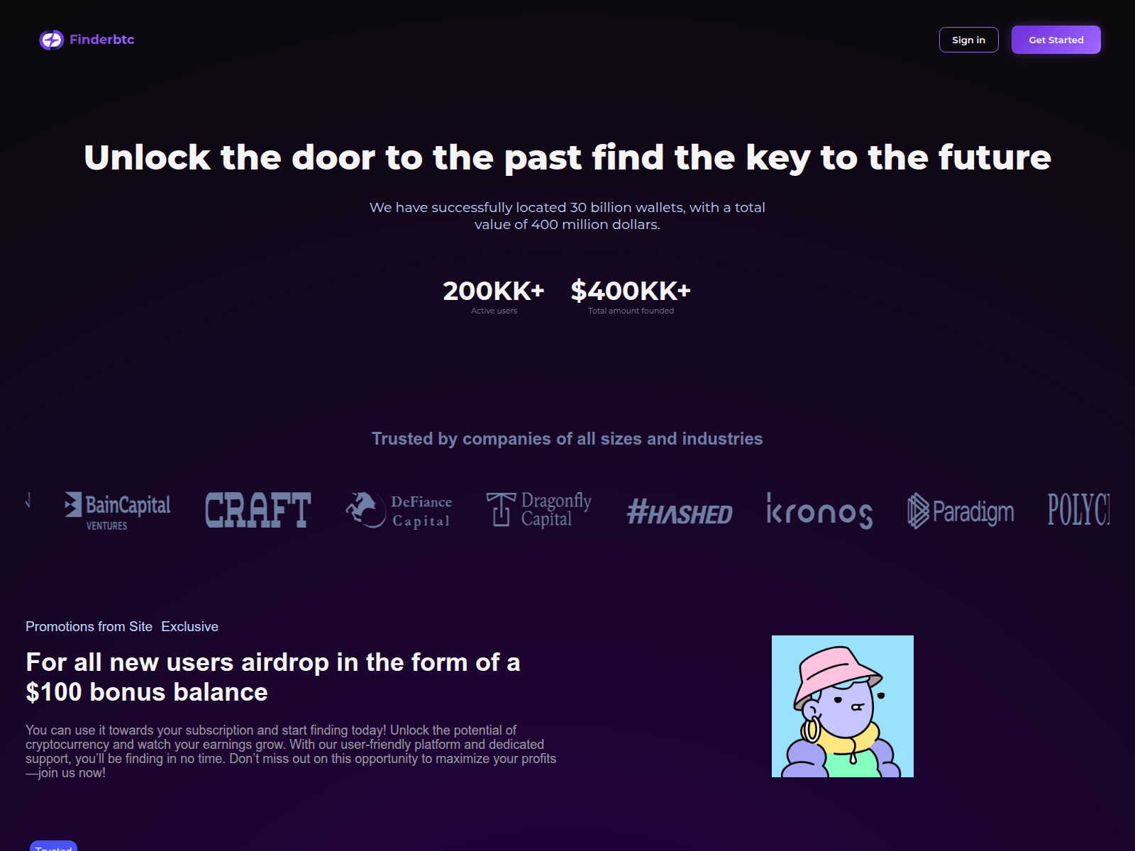 Screenshot of finderbtc.com