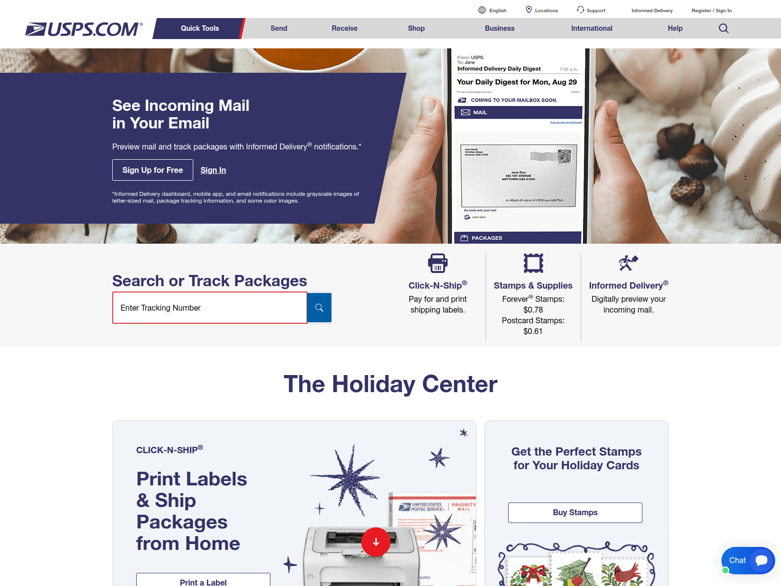 Forensic screenshot of uspsexpress.com