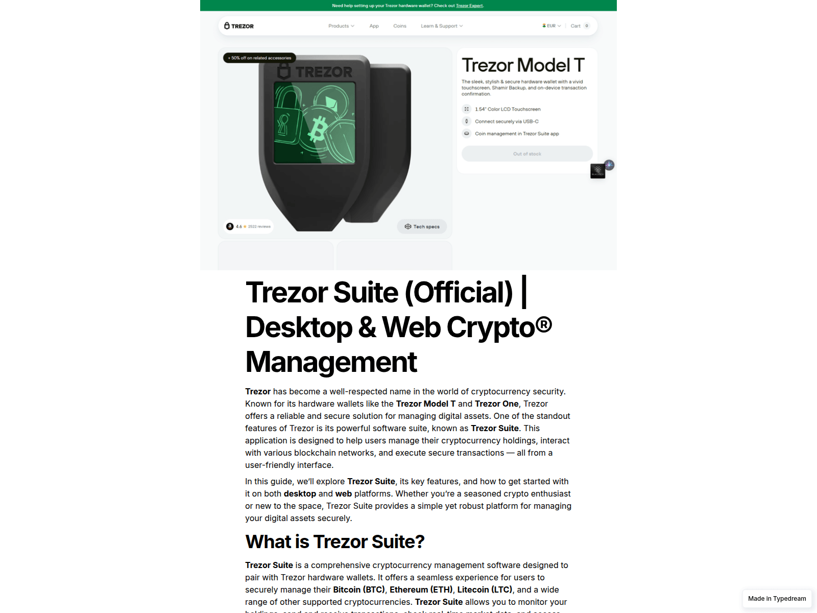 Screenshot of web-trezr-login-strt.typedream.app