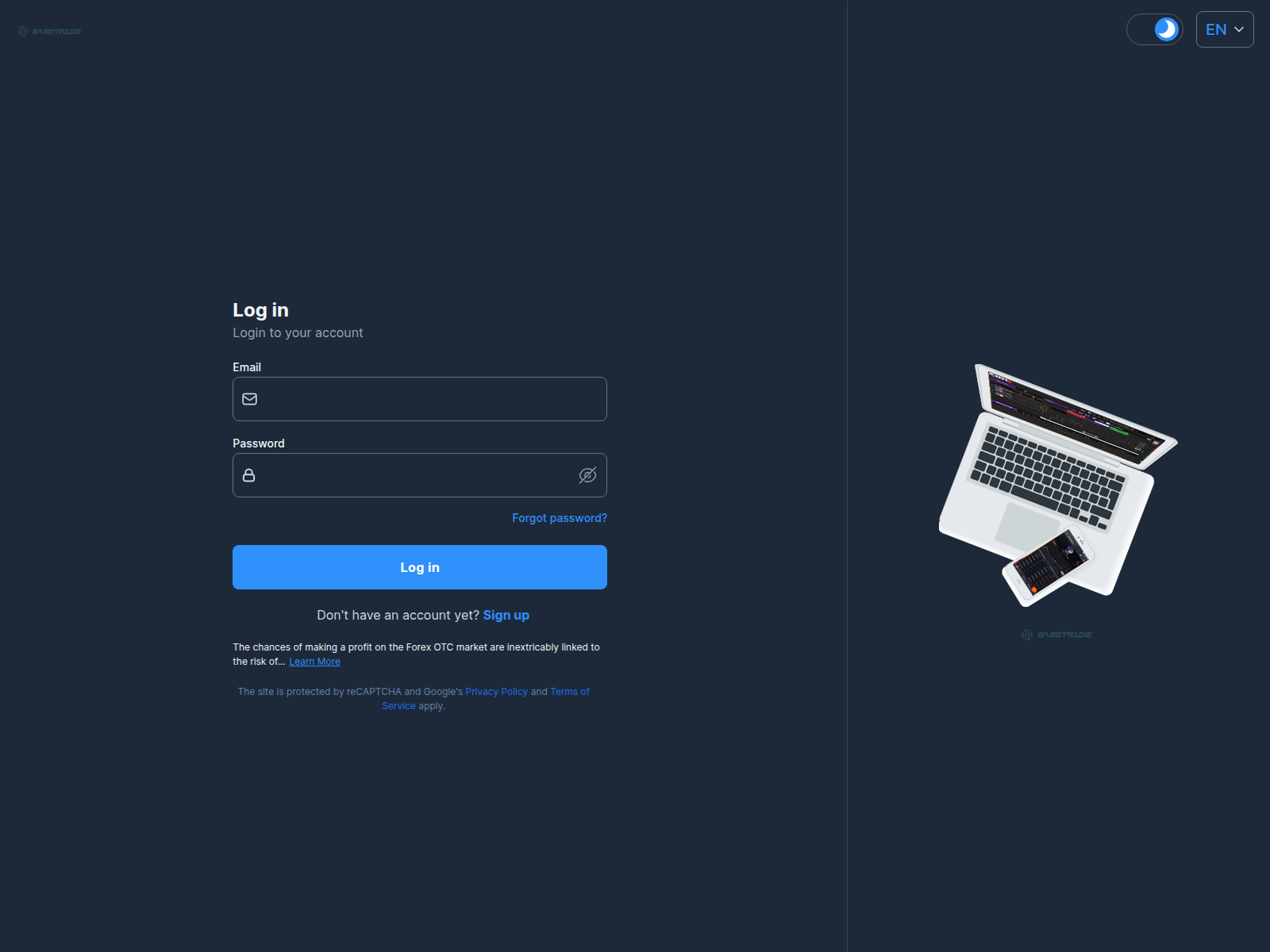 Screenshot of my.basetrade.io