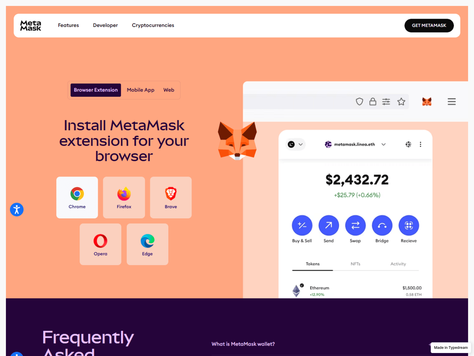 Screenshot of metamask-wallet-live.typedream.app