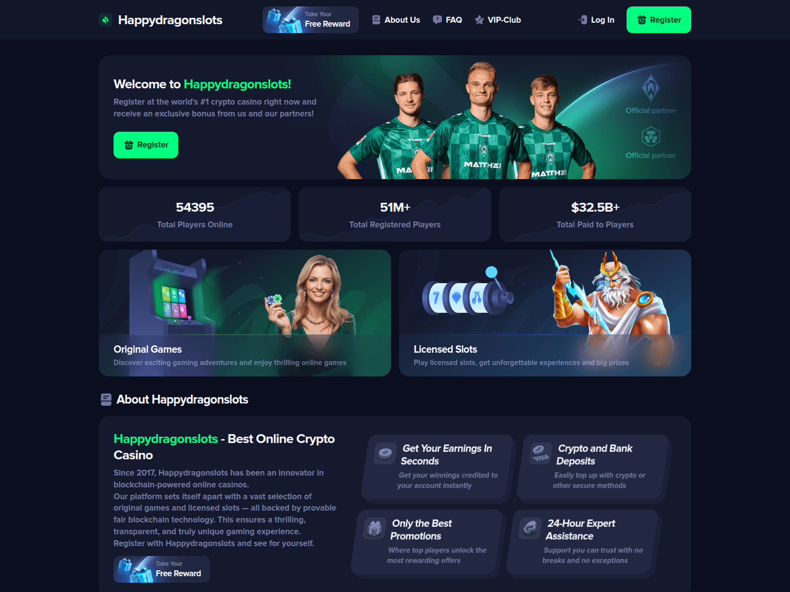 Screenshot of happydragonslots.com