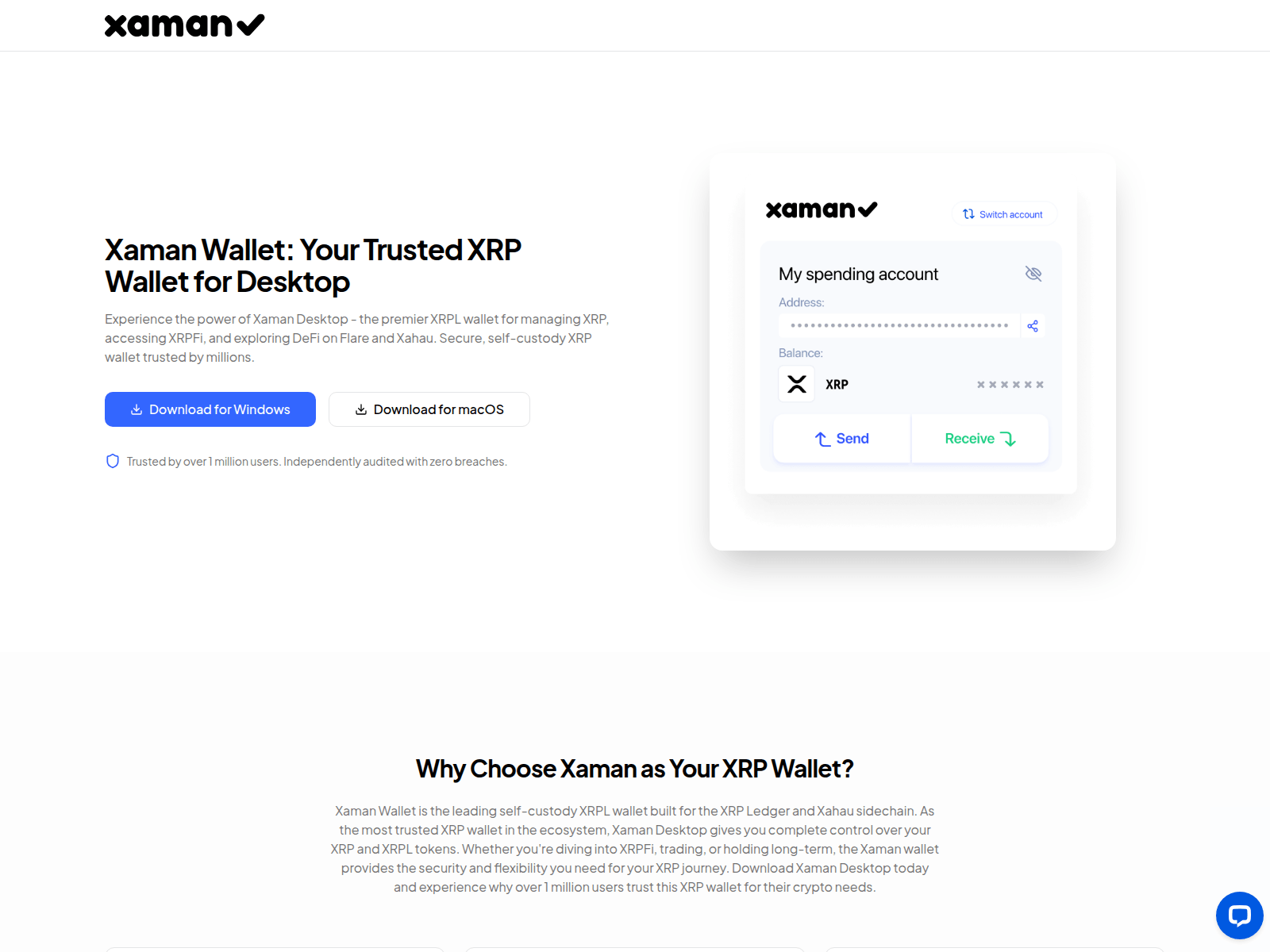 Screenshot of xamandesktopwallet.app