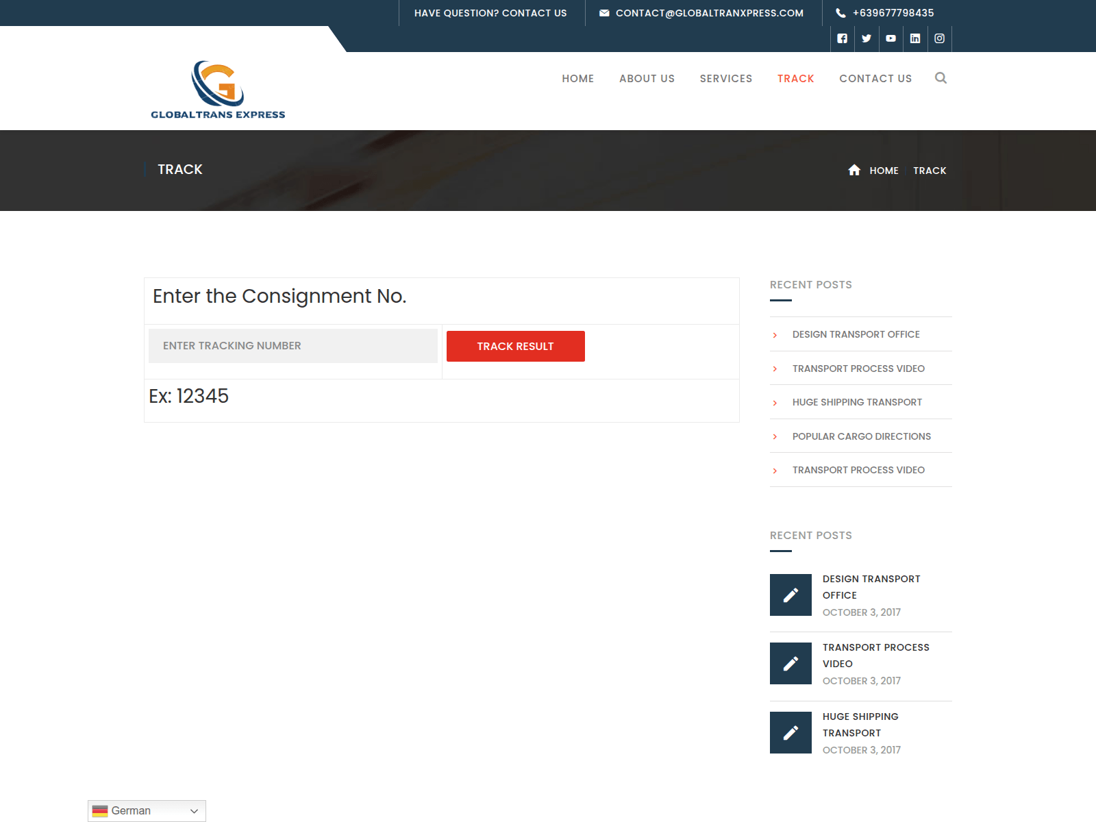 Screenshot of globaltranxpress.com