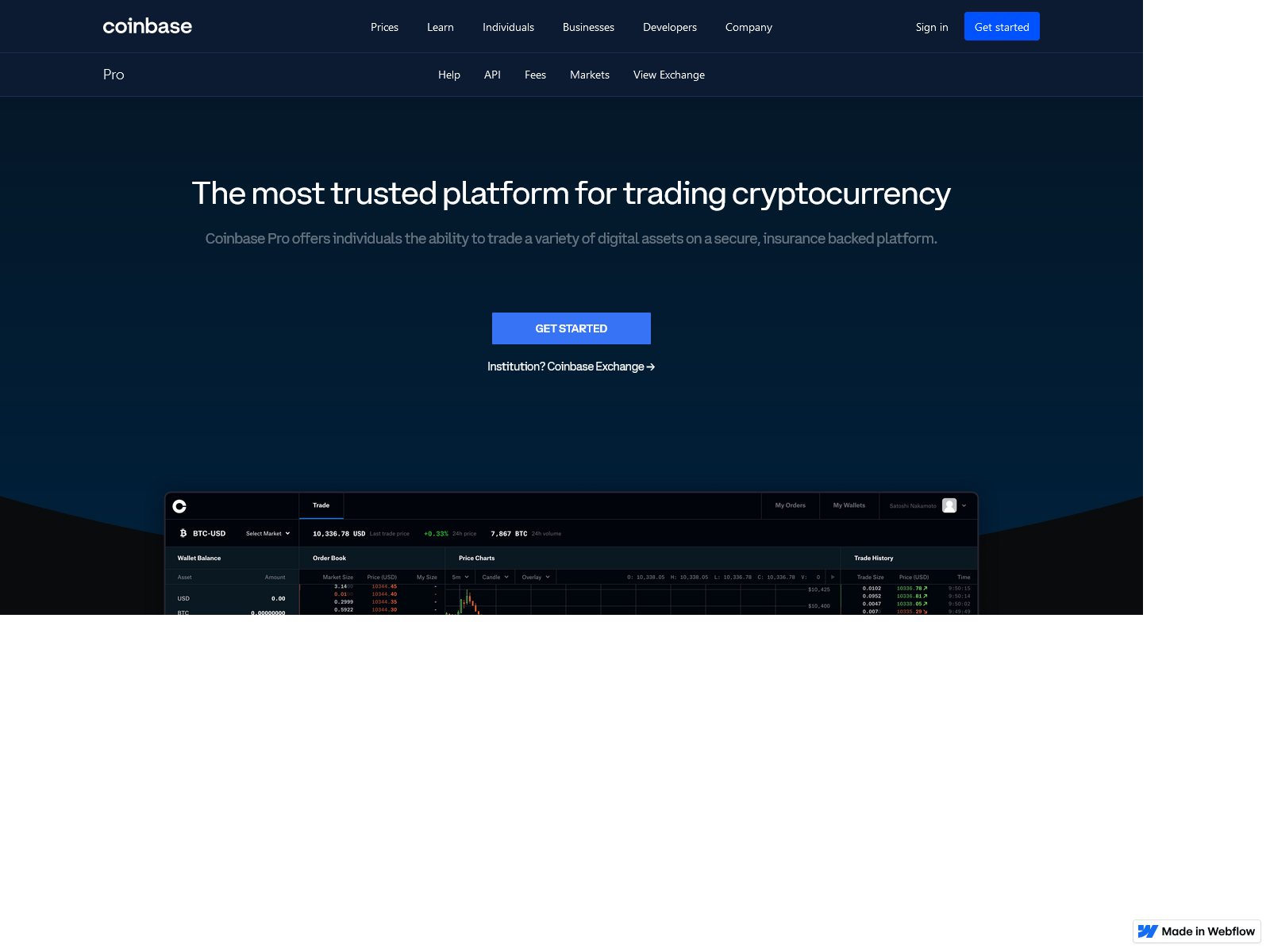 Screenshot of sso--coinbasepro-cdn.webflow.io