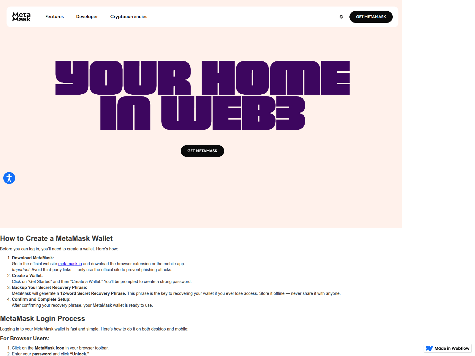 Screenshot of start-metamask-io-com.webflow.io