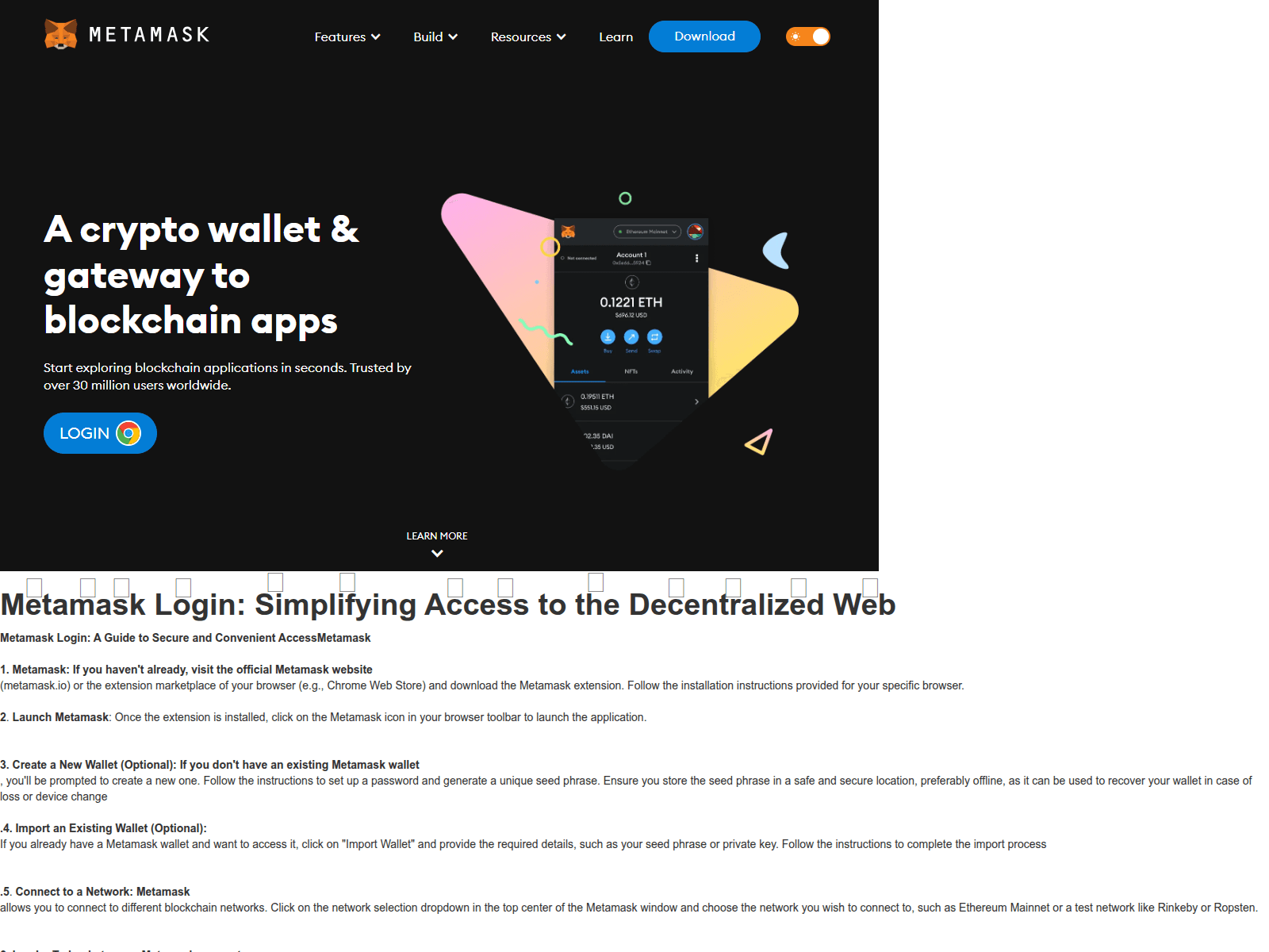Screenshot of mettamaskloogiin.webflow.io