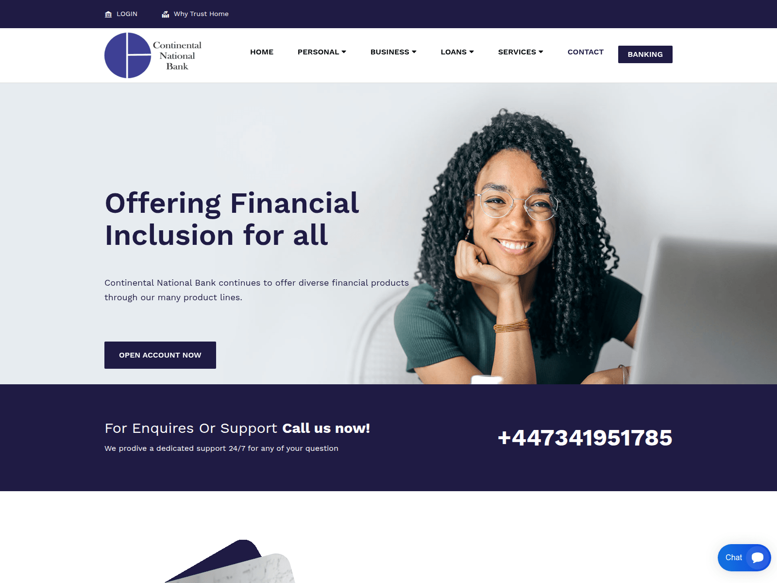 Screenshot of contlbnk.com