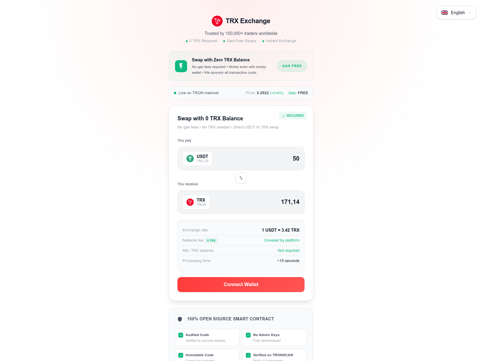 Screenshot of tron-exchange.com
