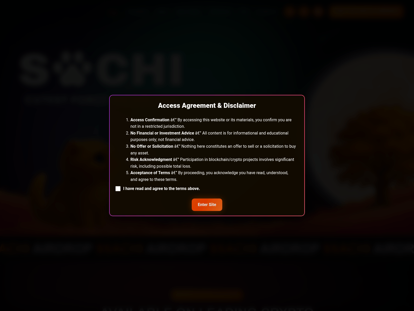 Screenshot of sachi.finance