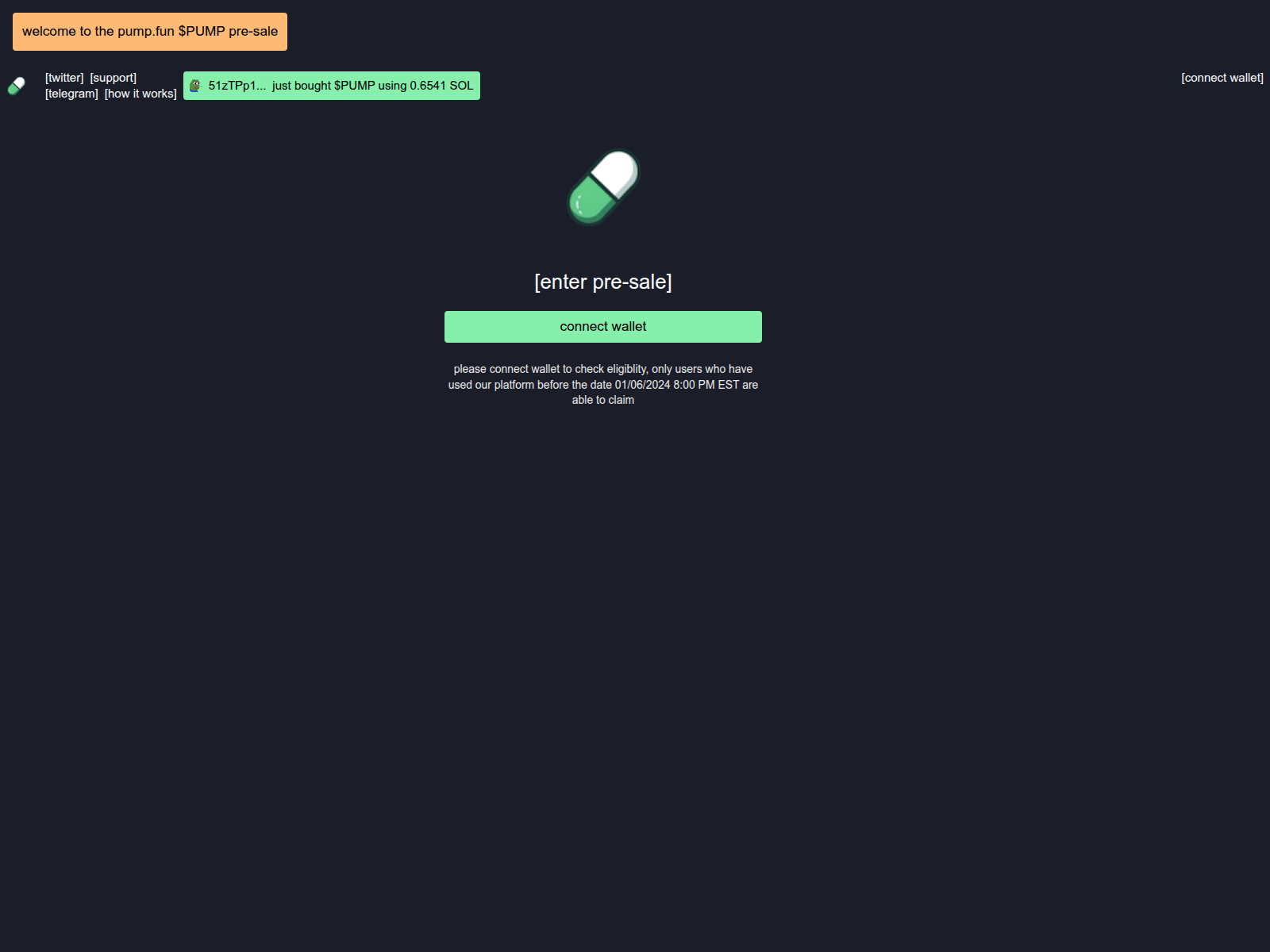 Screenshot of sale-pump.fun
