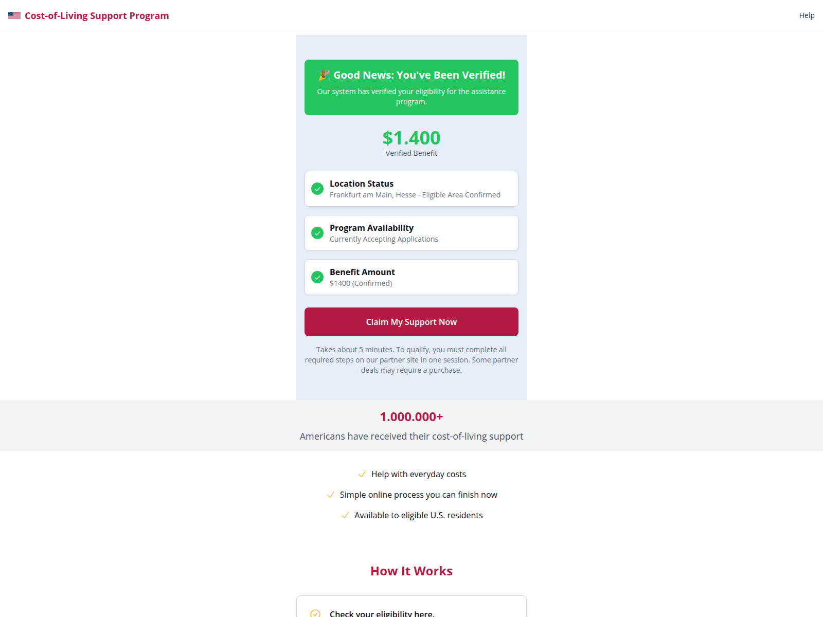 Screenshot of stimulusupport.org
