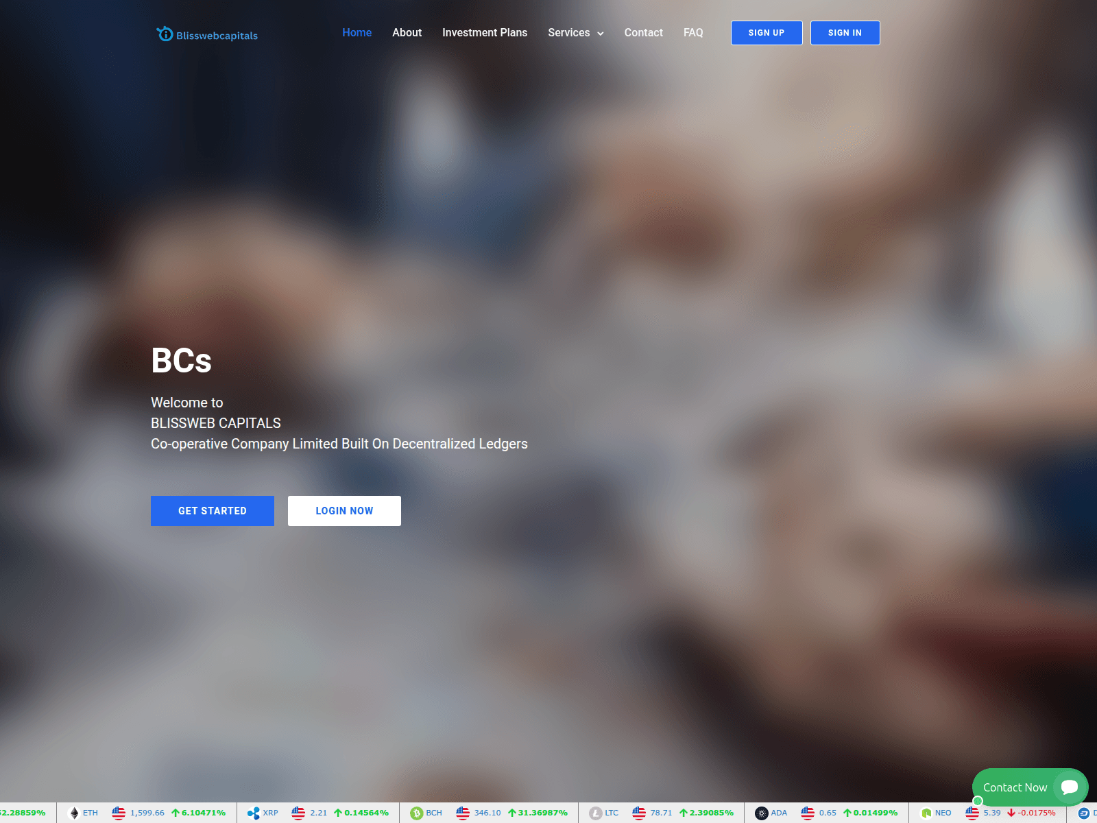 Screenshot of blisswebcapitals.com