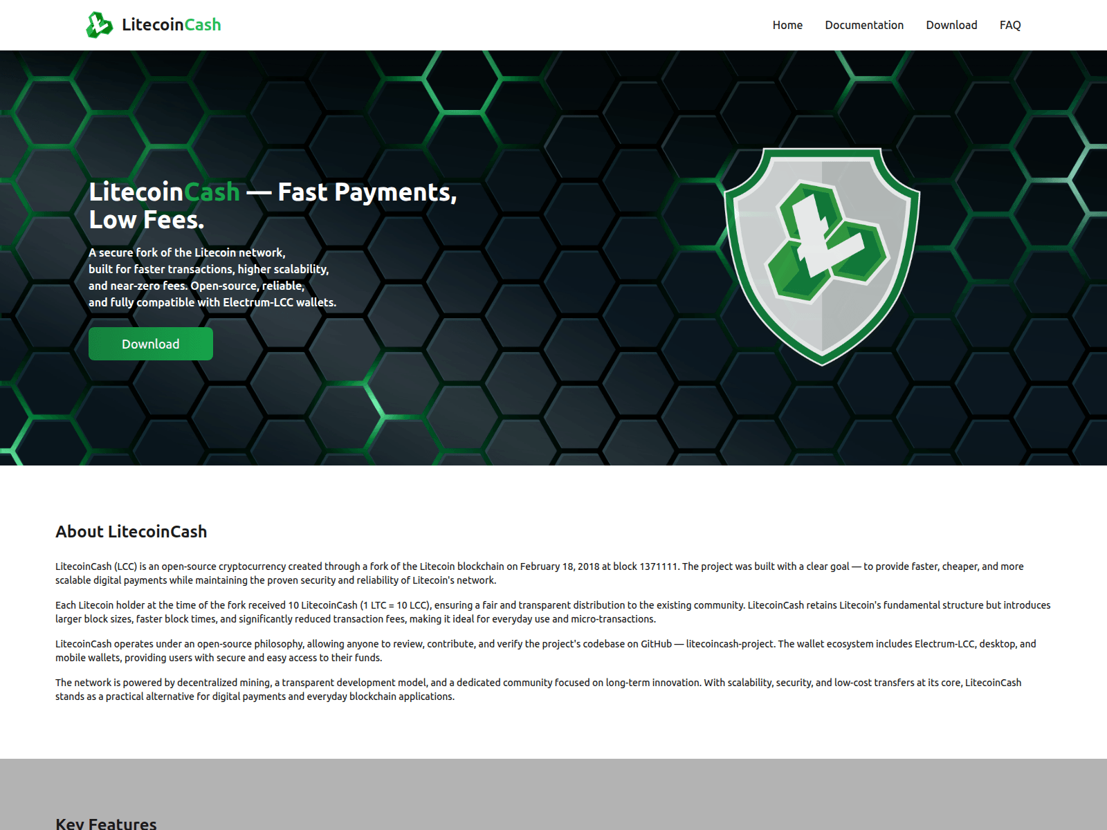Screenshot of litecoincash.io