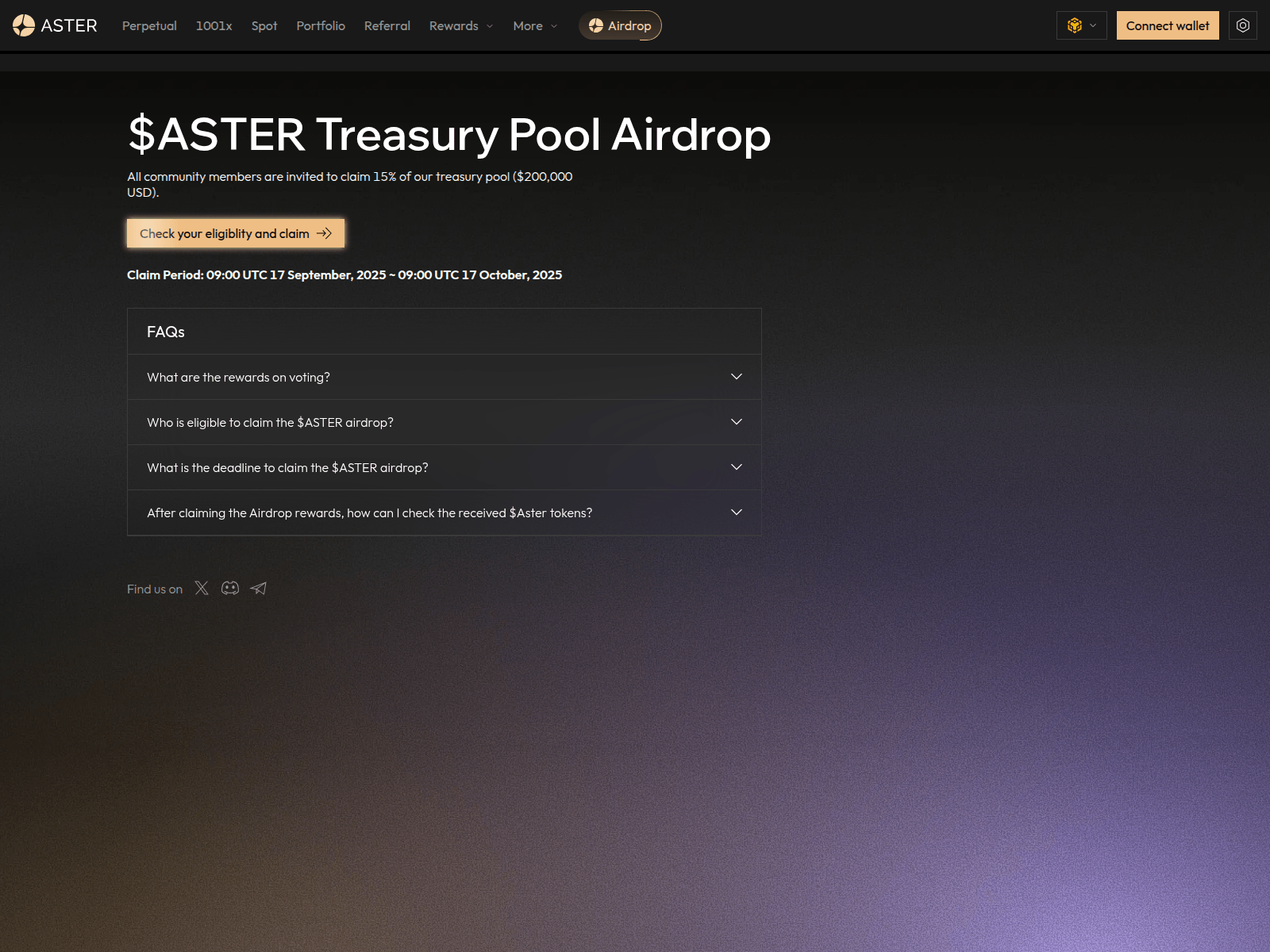 Screenshot of asterdex-rewards.xyz