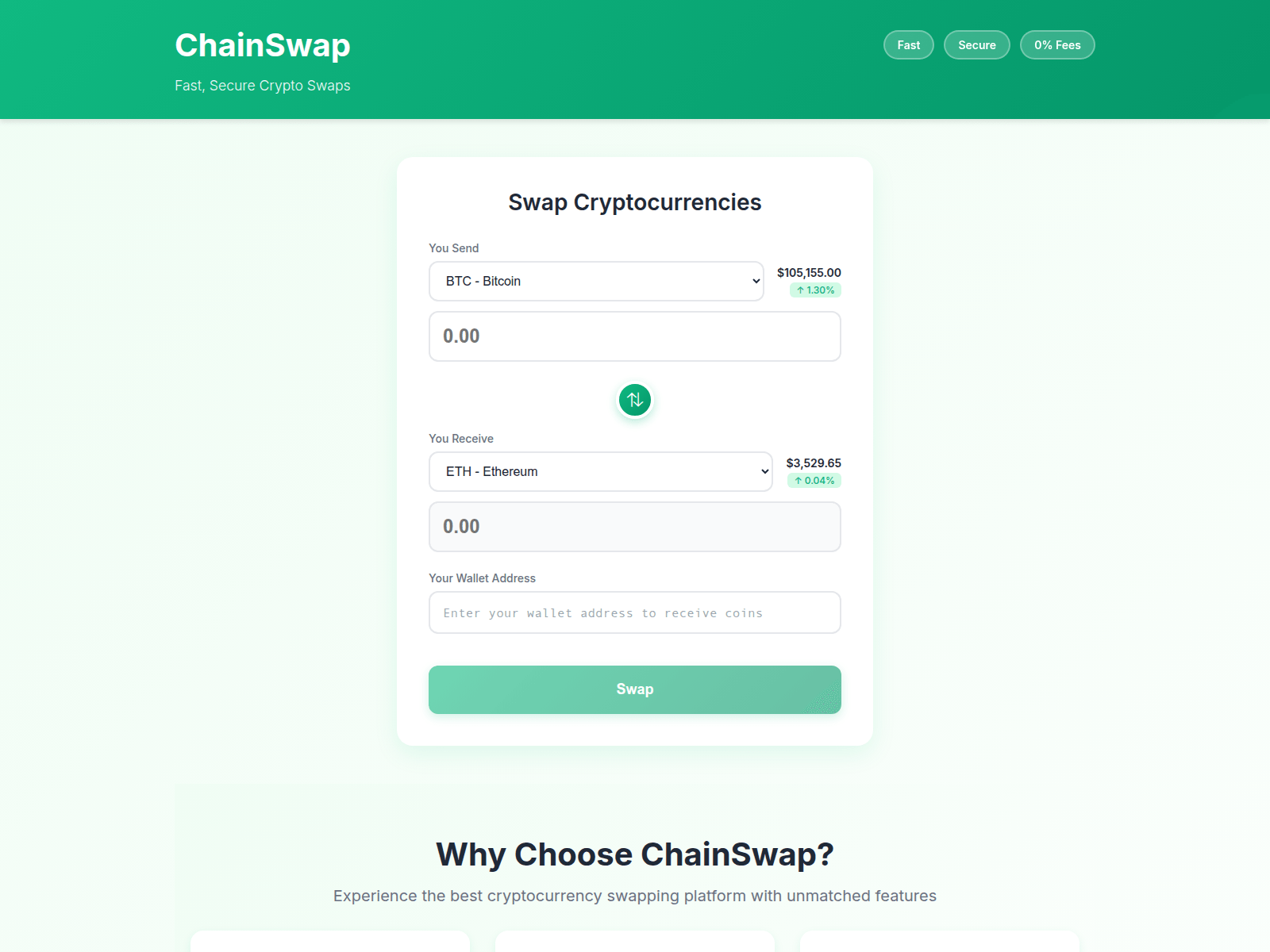 Forensic screenshot of chainswap.store
