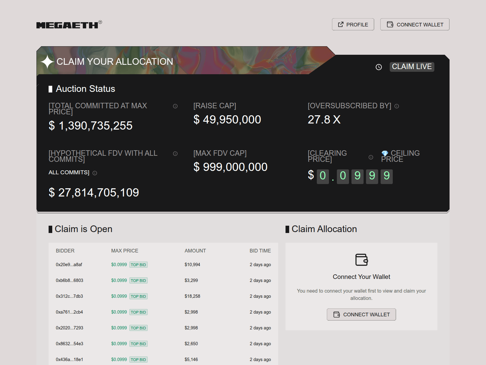 Screenshot of claim-megaeth.com
