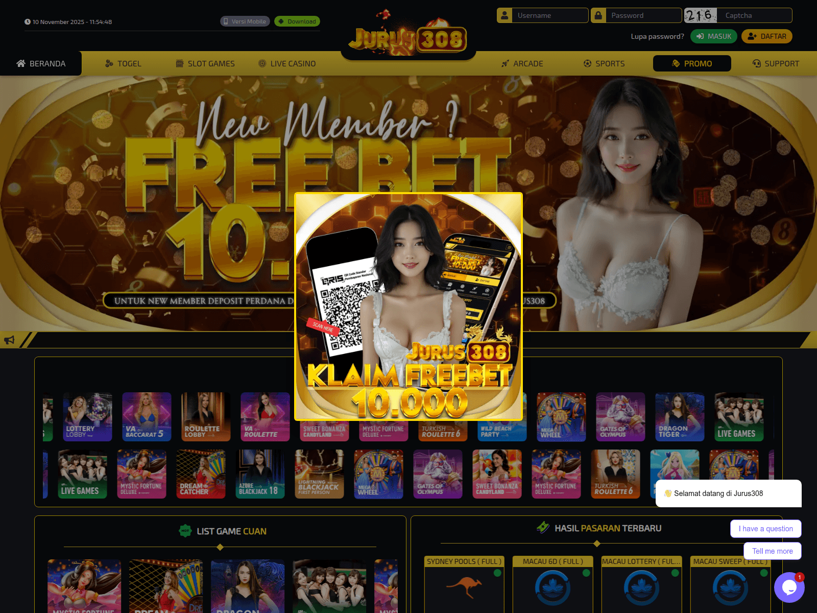 Screenshot of jurus308login.com