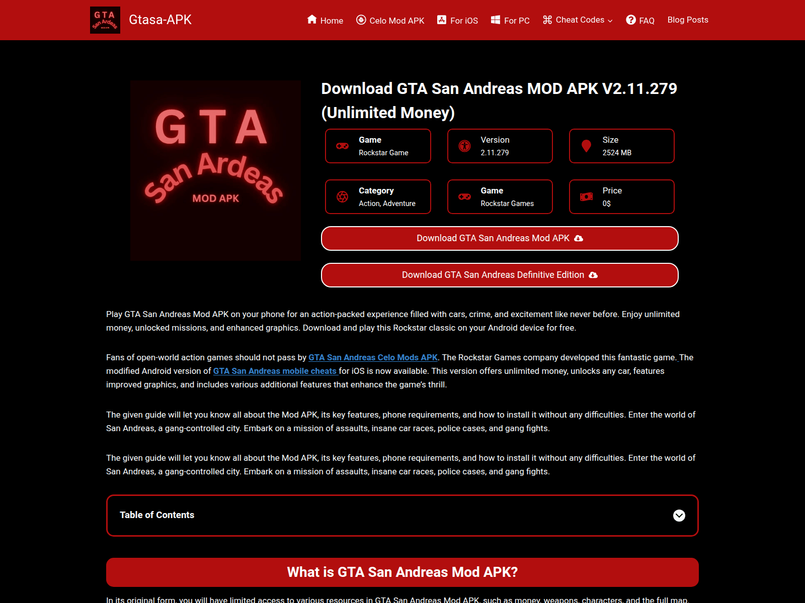 Screenshot of gtasanandreas-apk.org