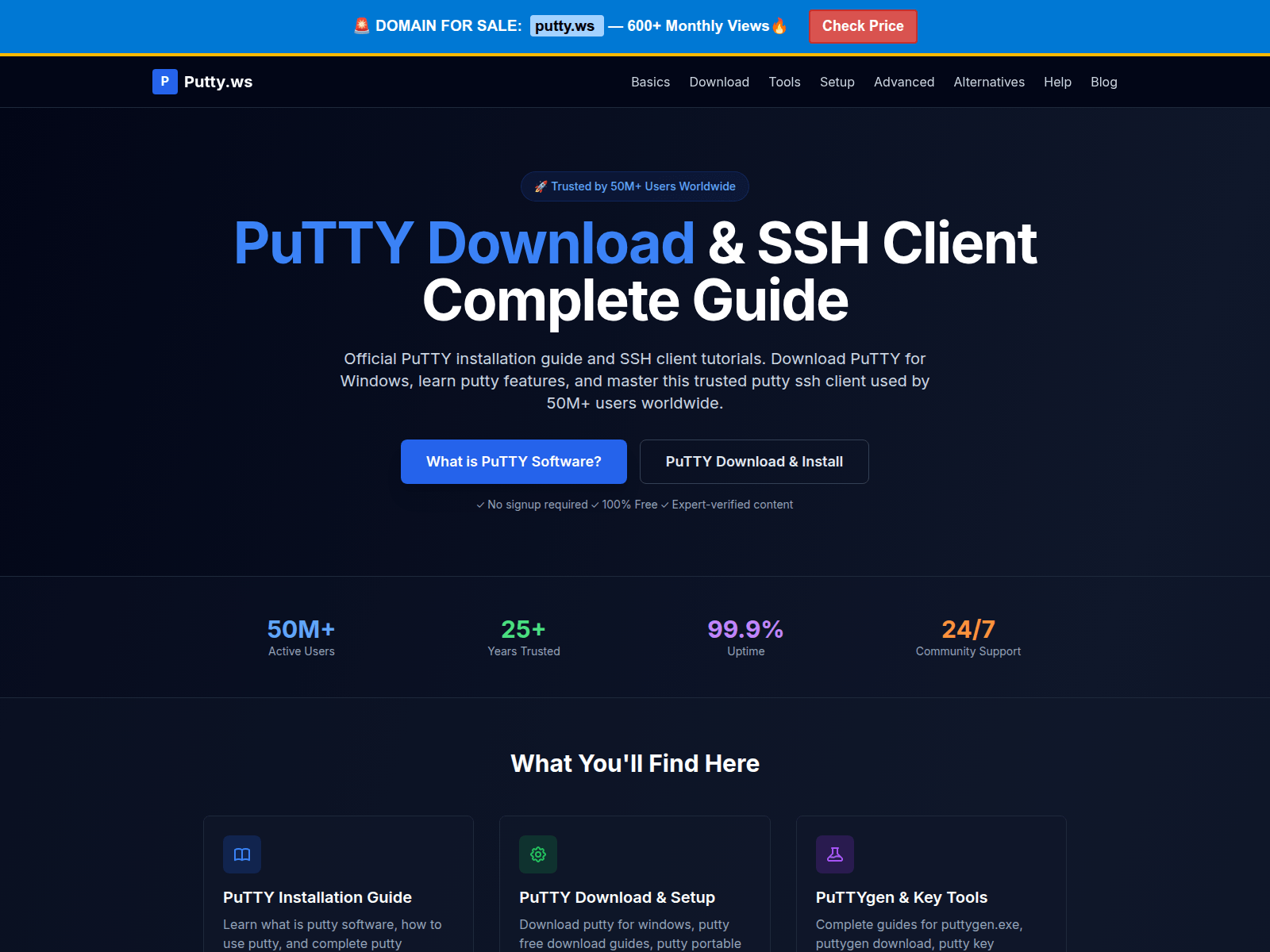 Screenshot of putty.ws