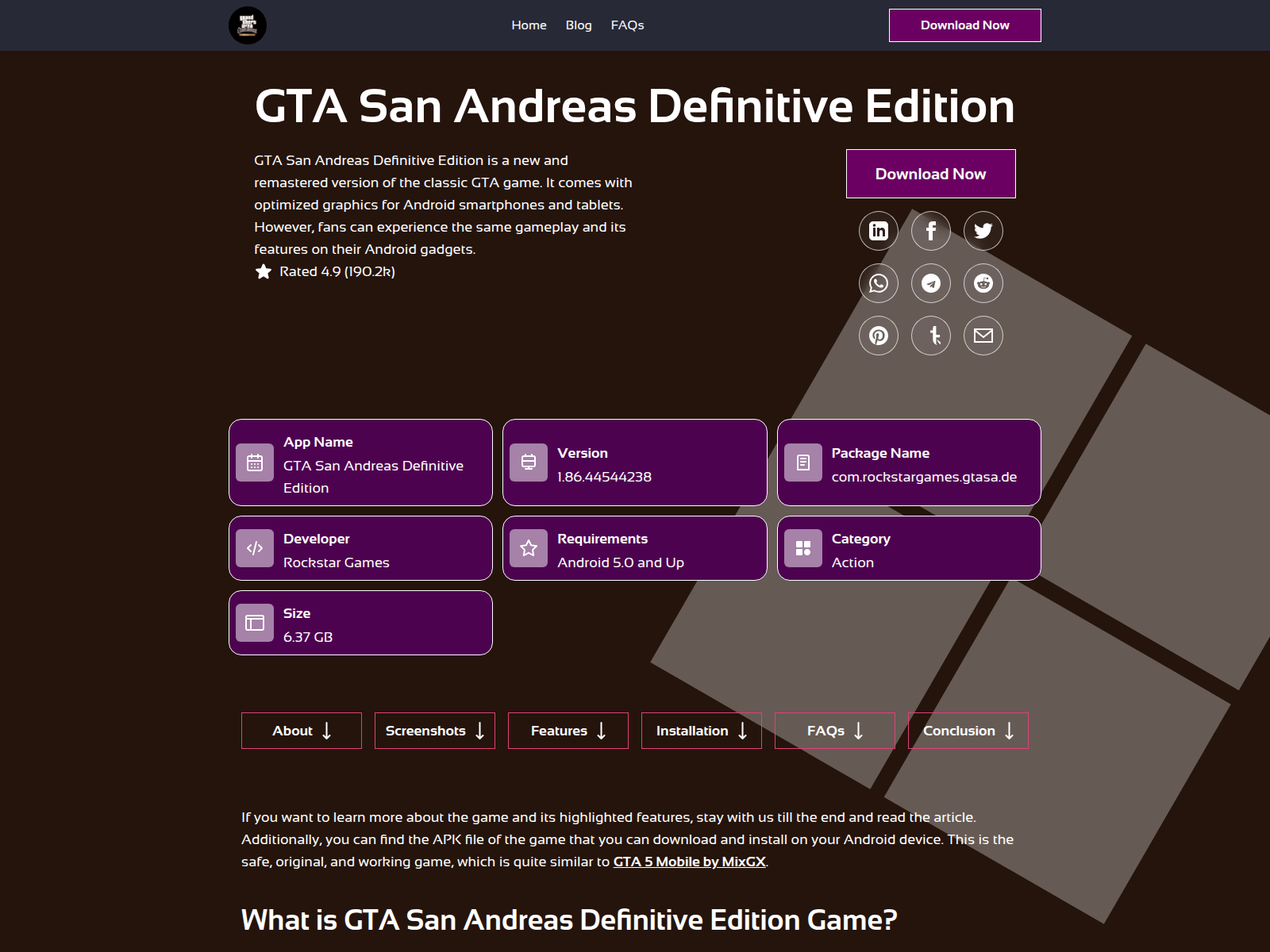Screenshot of gtasanandreasdefinitiveedition.com